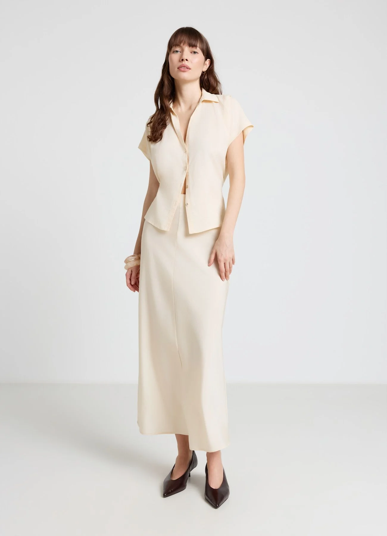 Camicia con coulisse semitrasparente