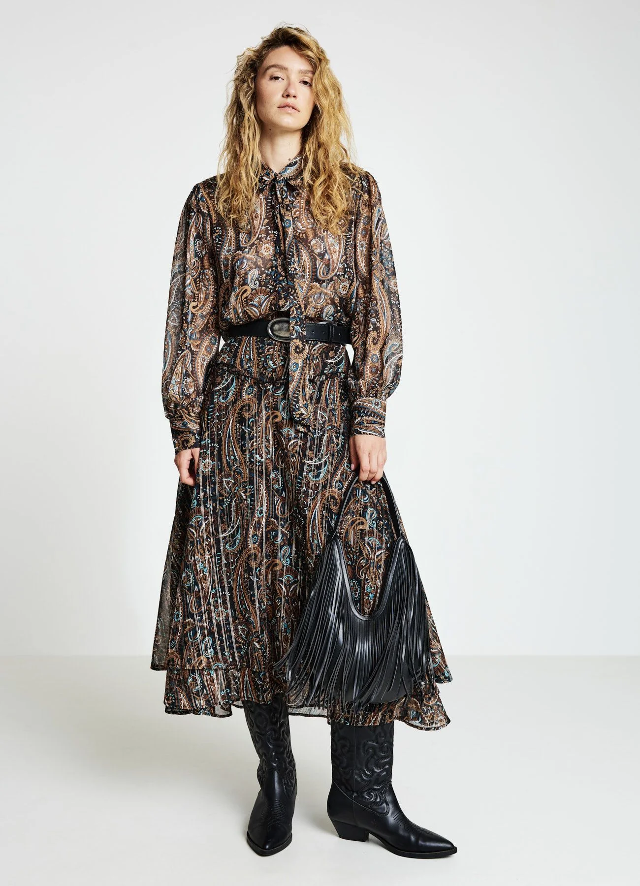 Camicia con fiocco e stampa paisley - Image 2