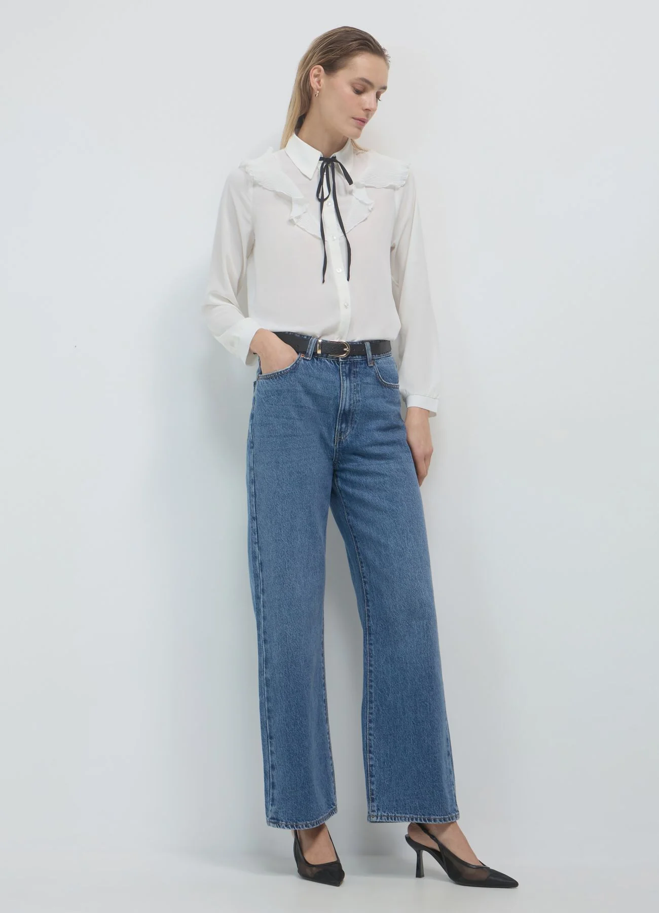 Camicia con frill plissettato - Image 2