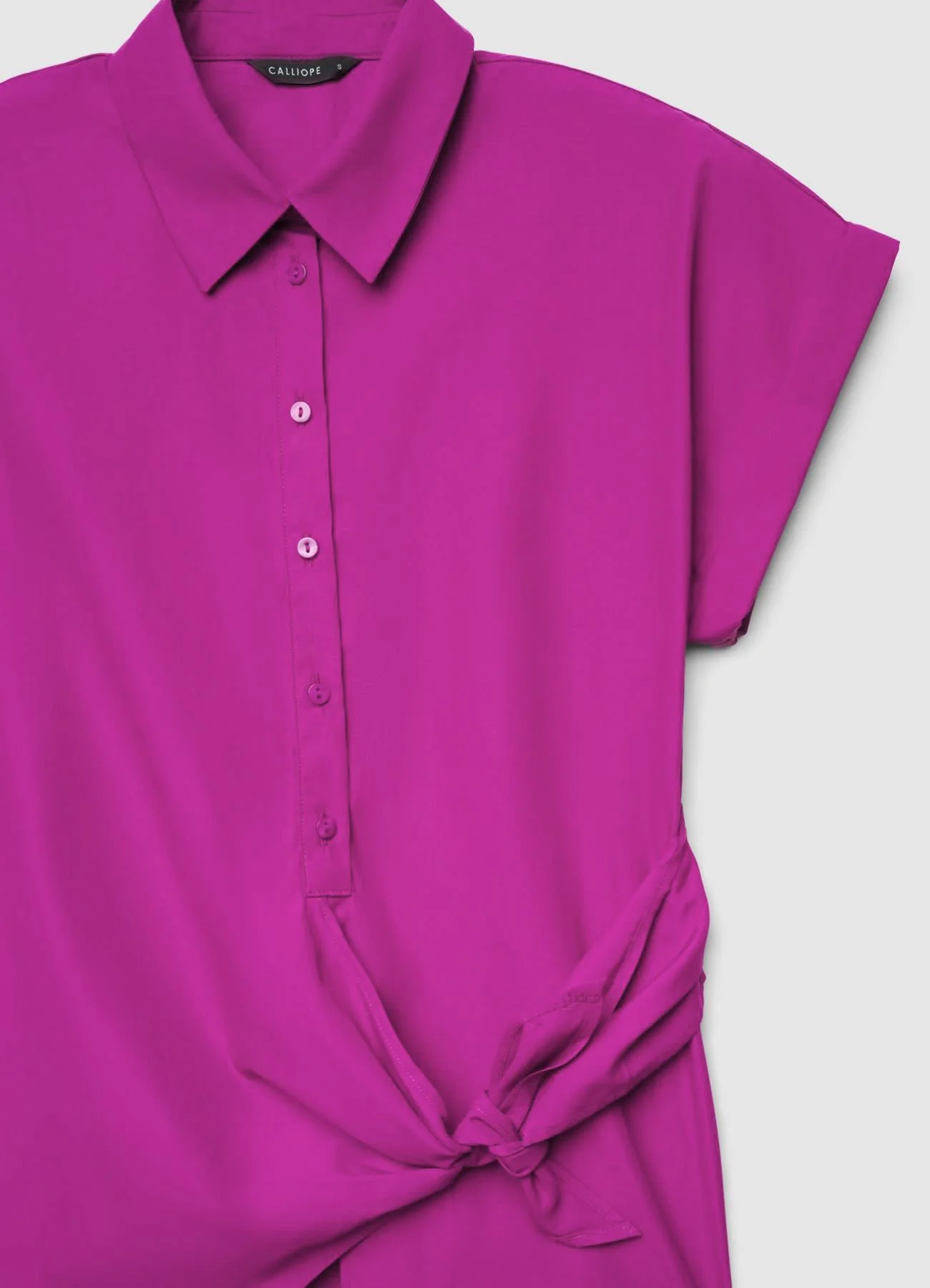 Camicia con nodo sul fianco e mezza abbottonatura - Image 4