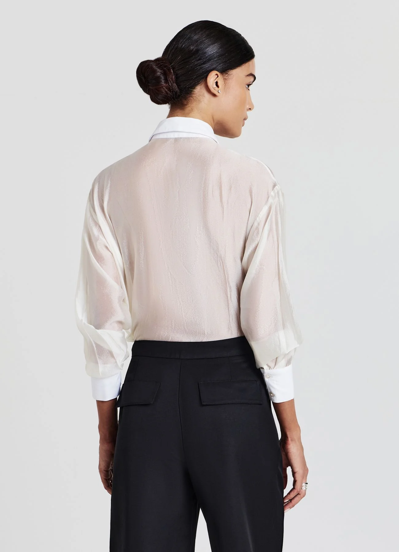 Camicia con plastron bi tessuto