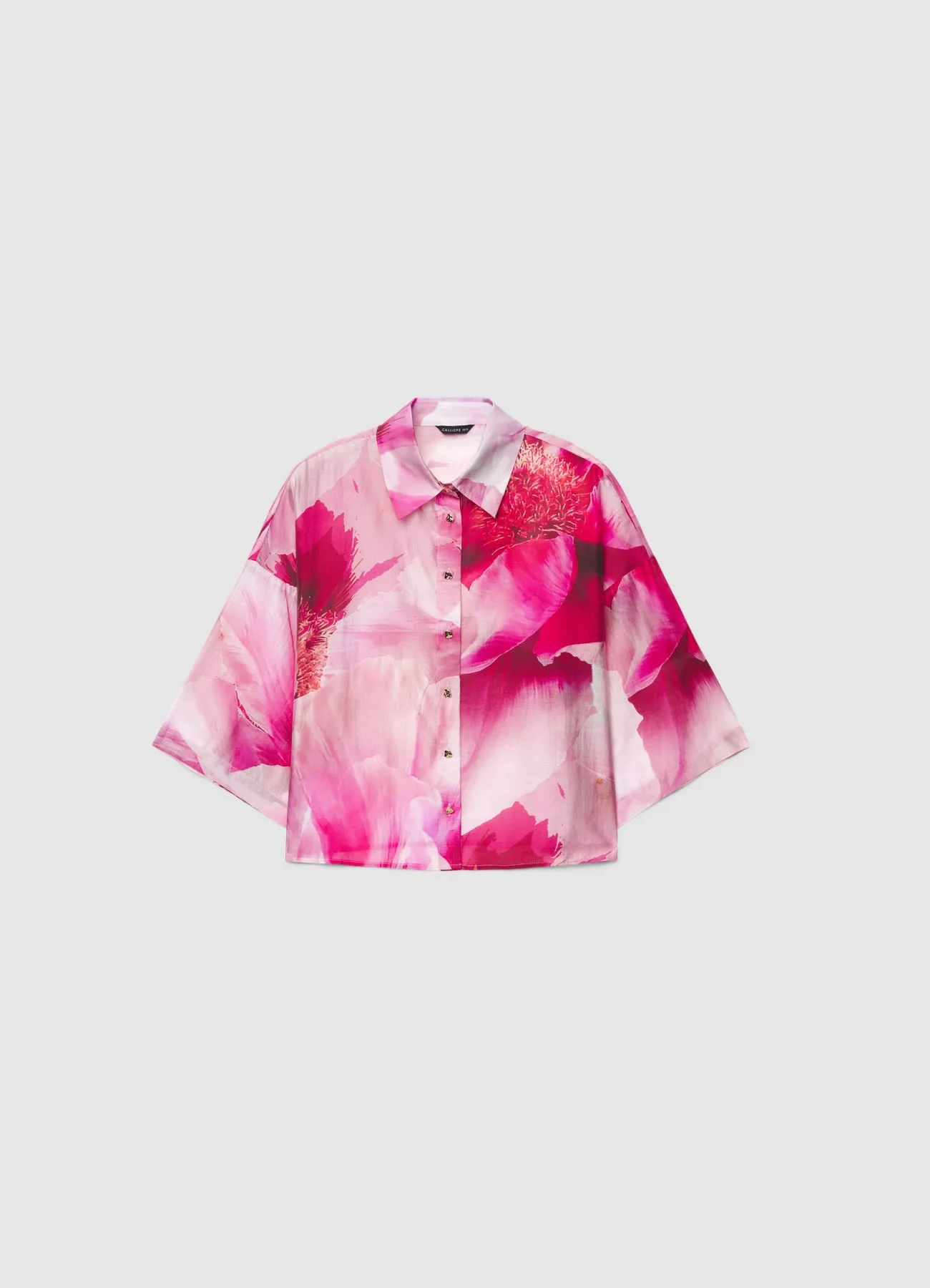 Camicia con stampa fiori e maniche kimono - Image 5