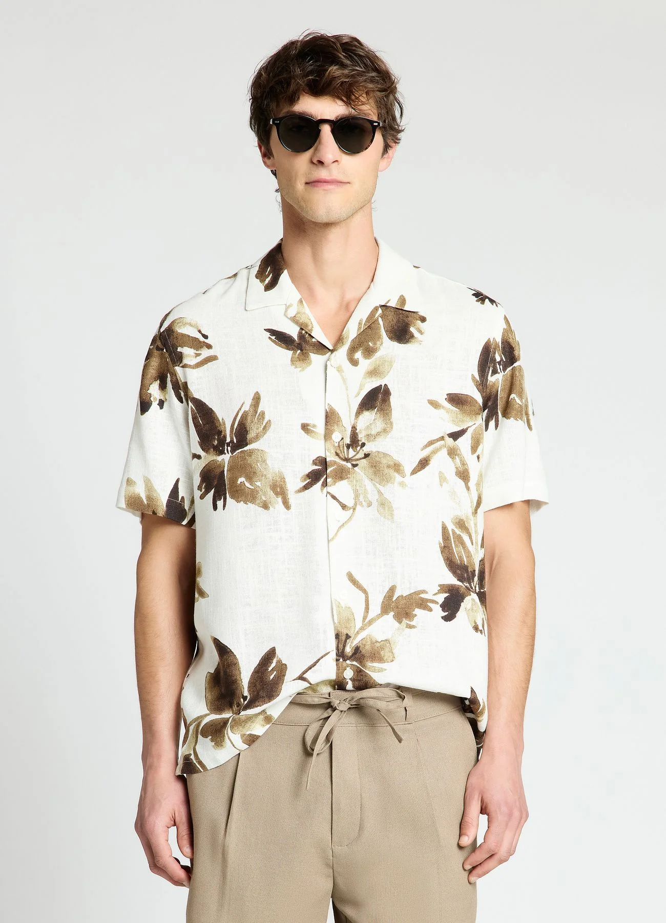 Camicia con stampa floreale misto lino - Image 2