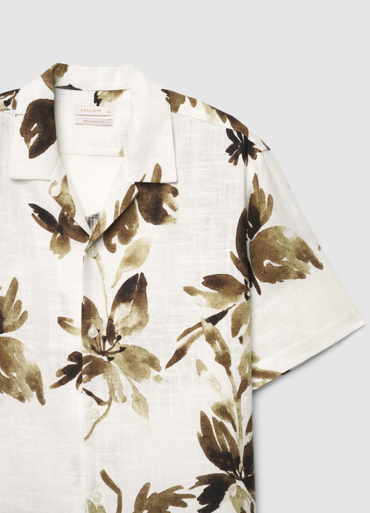 Camicia con stampa floreale misto lino - Image 5