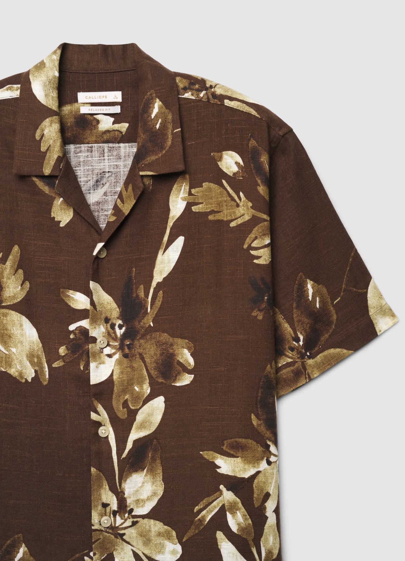 Camicia con stampa floreale misto lino - Image 5