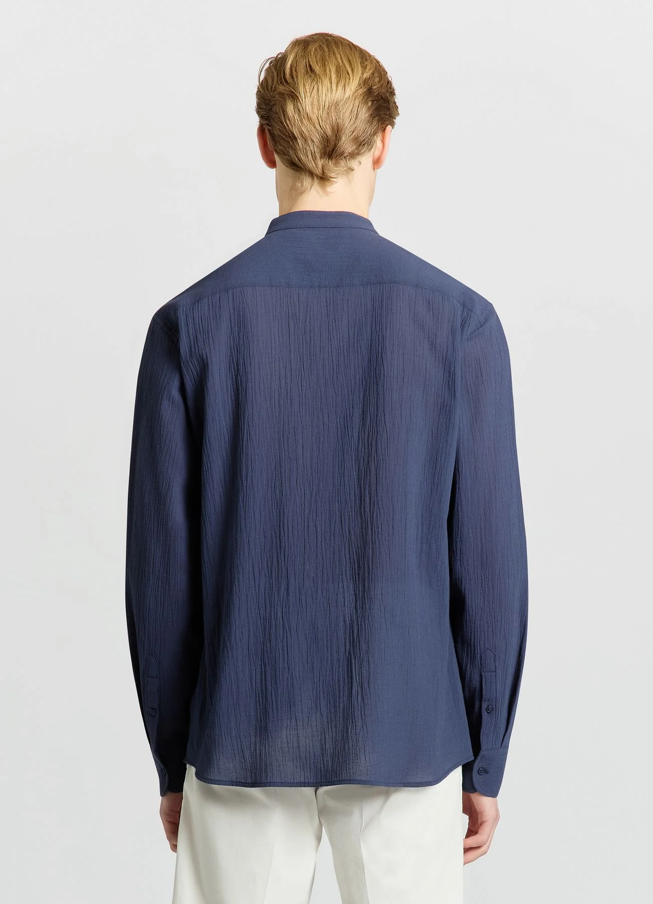 Camicia coreana a tinta unita - Image 3