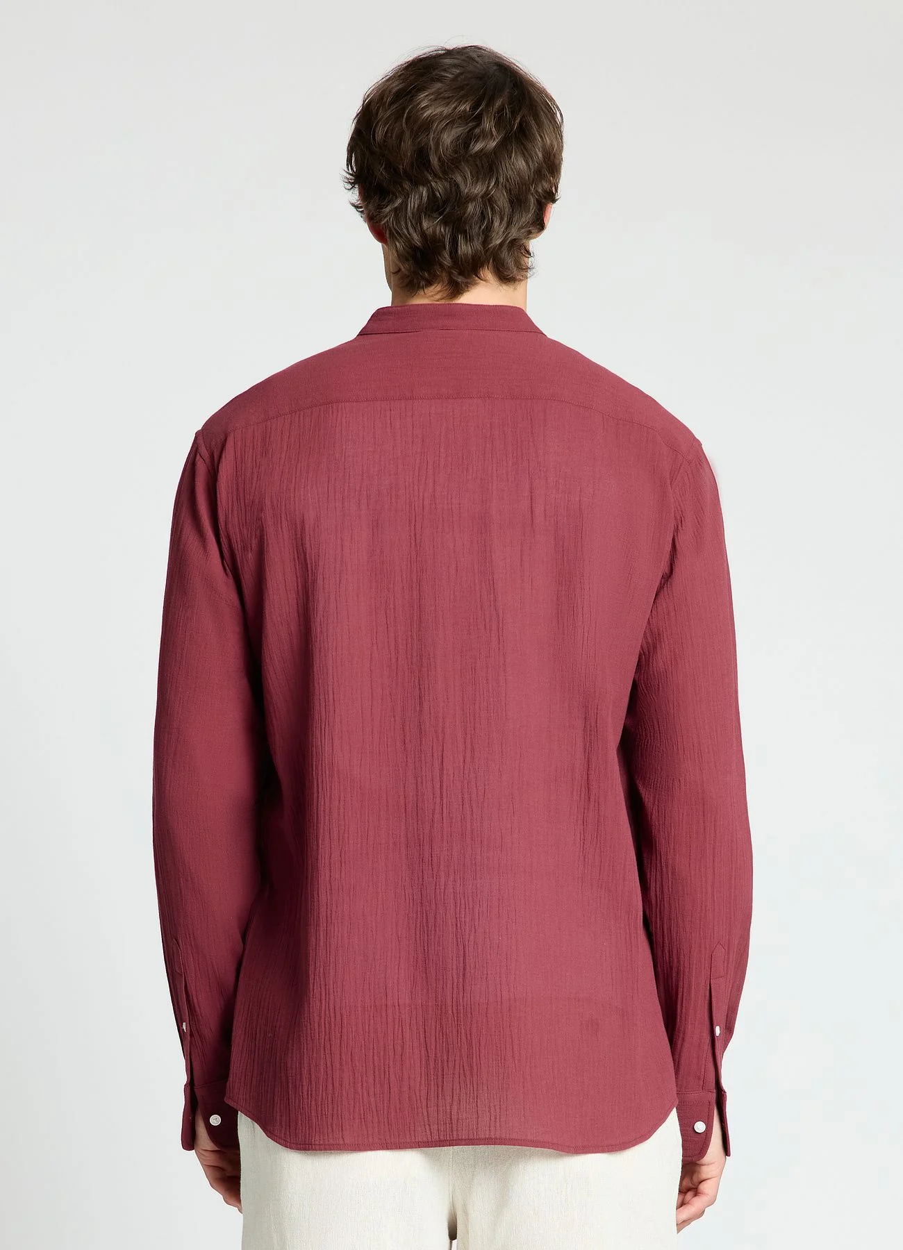 Camicia coreana a tinta unita - Image 3