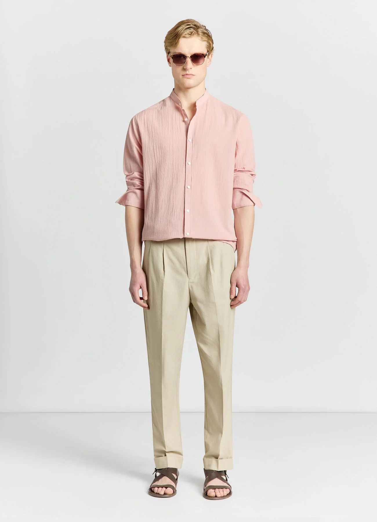 Camicia coreana a tinta unita