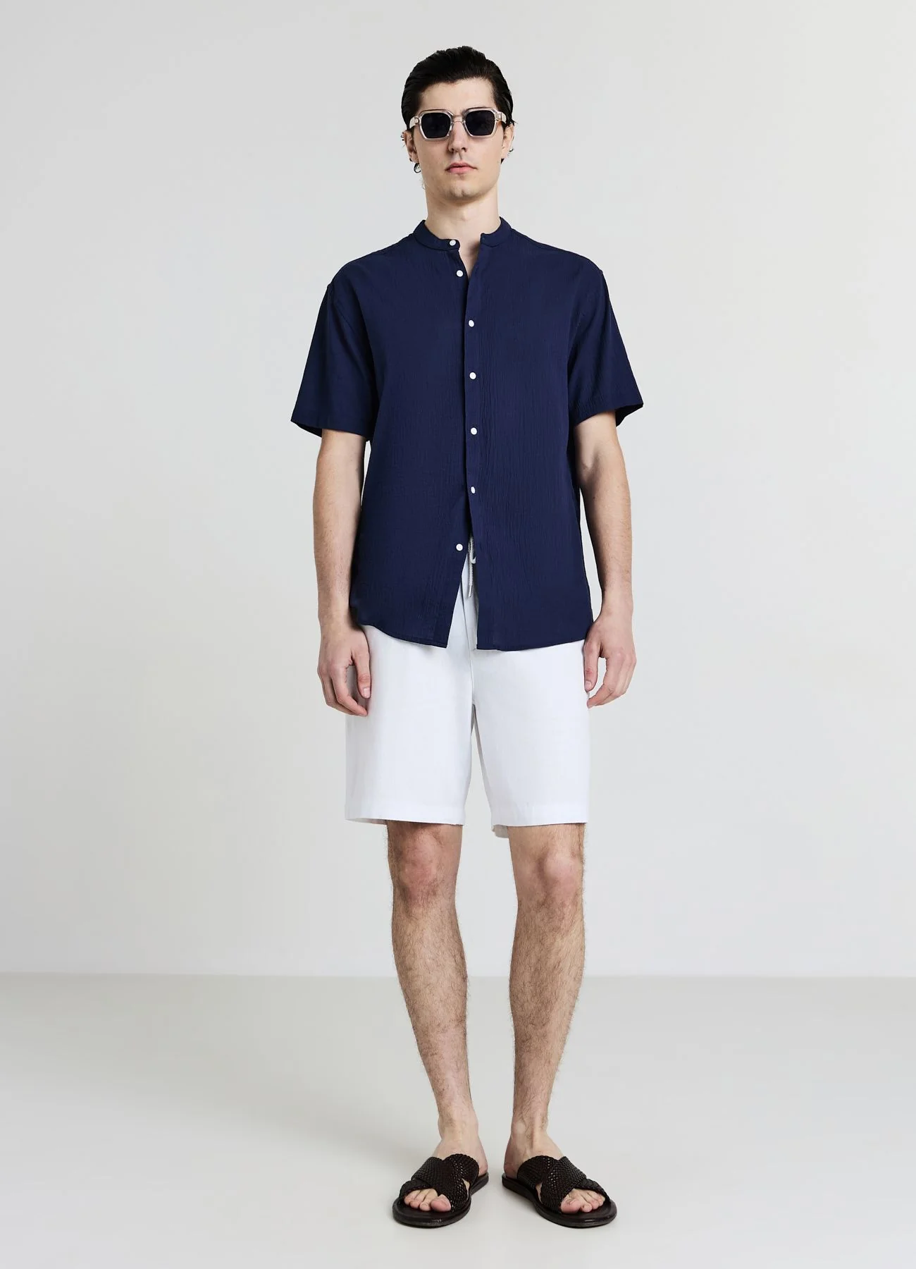 Camicia coreana cotone crinkle