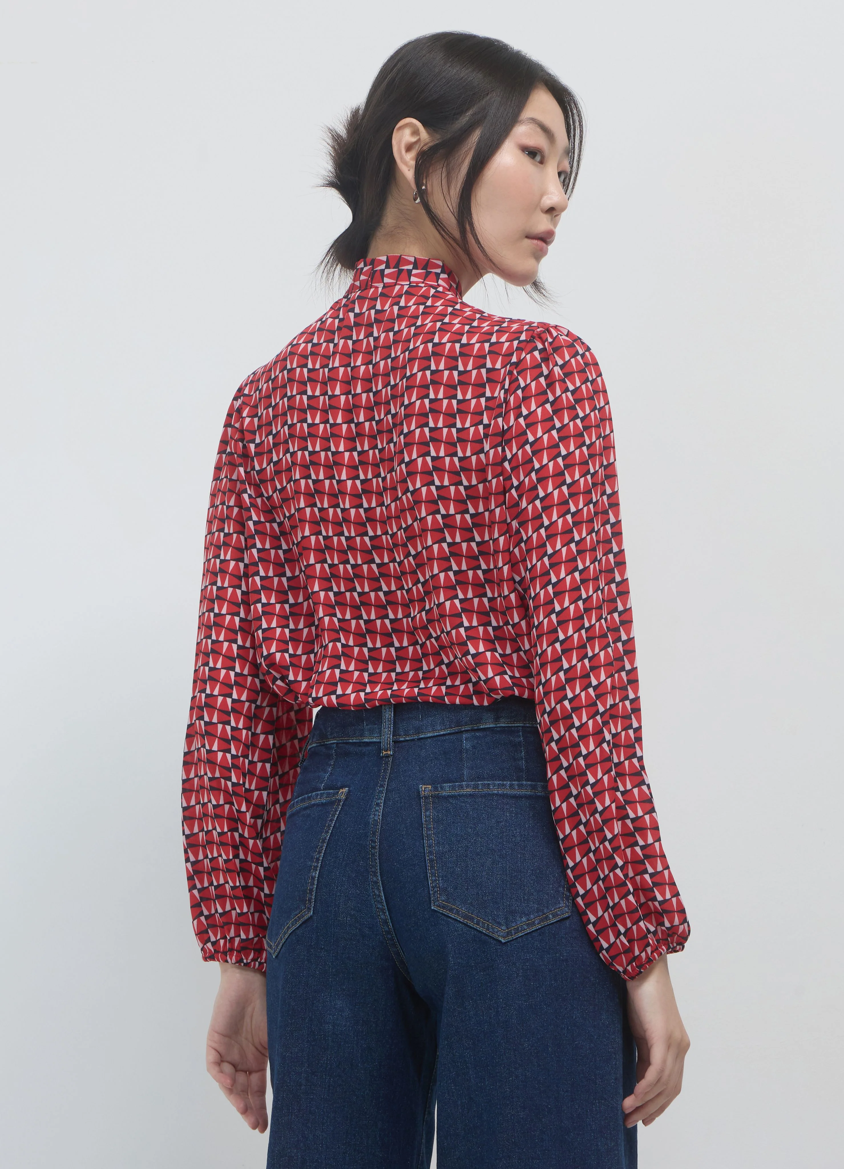 Camicia coreana fantasia con cravattino - Image 3