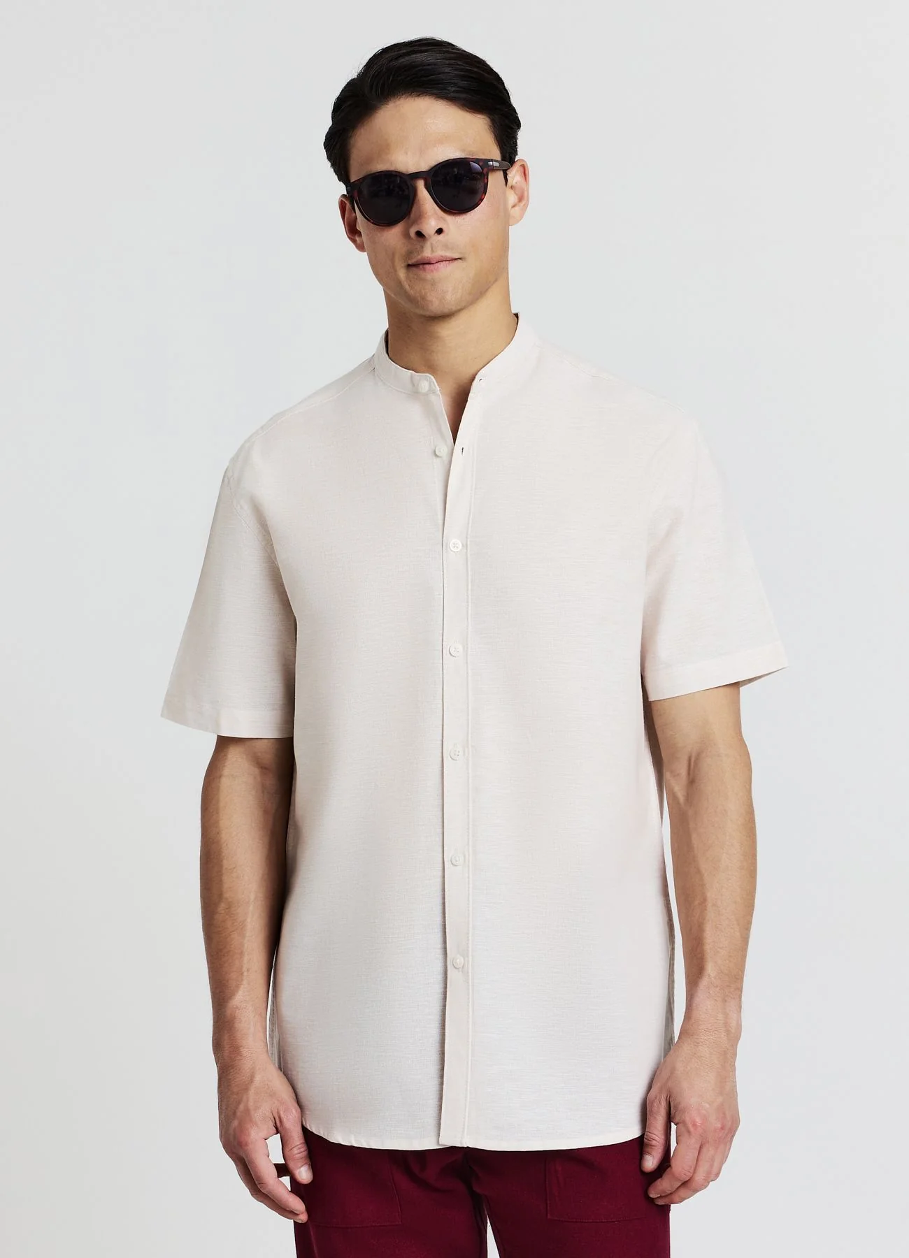 Camicia coreana misto lino
