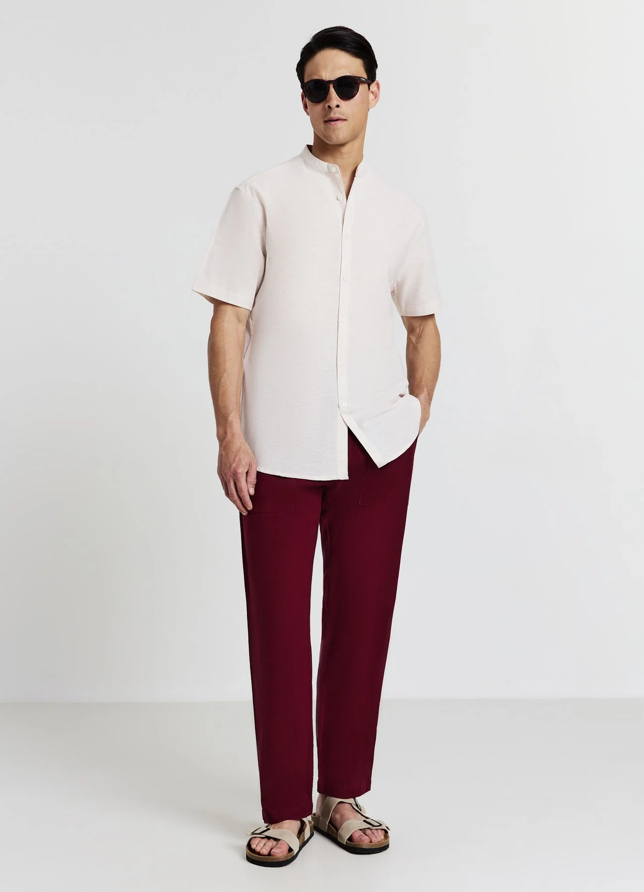 Camicia coreana misto lino - Image 2