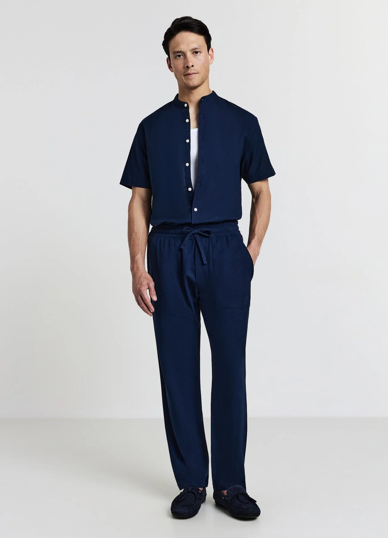 Camicia coreana misto lino