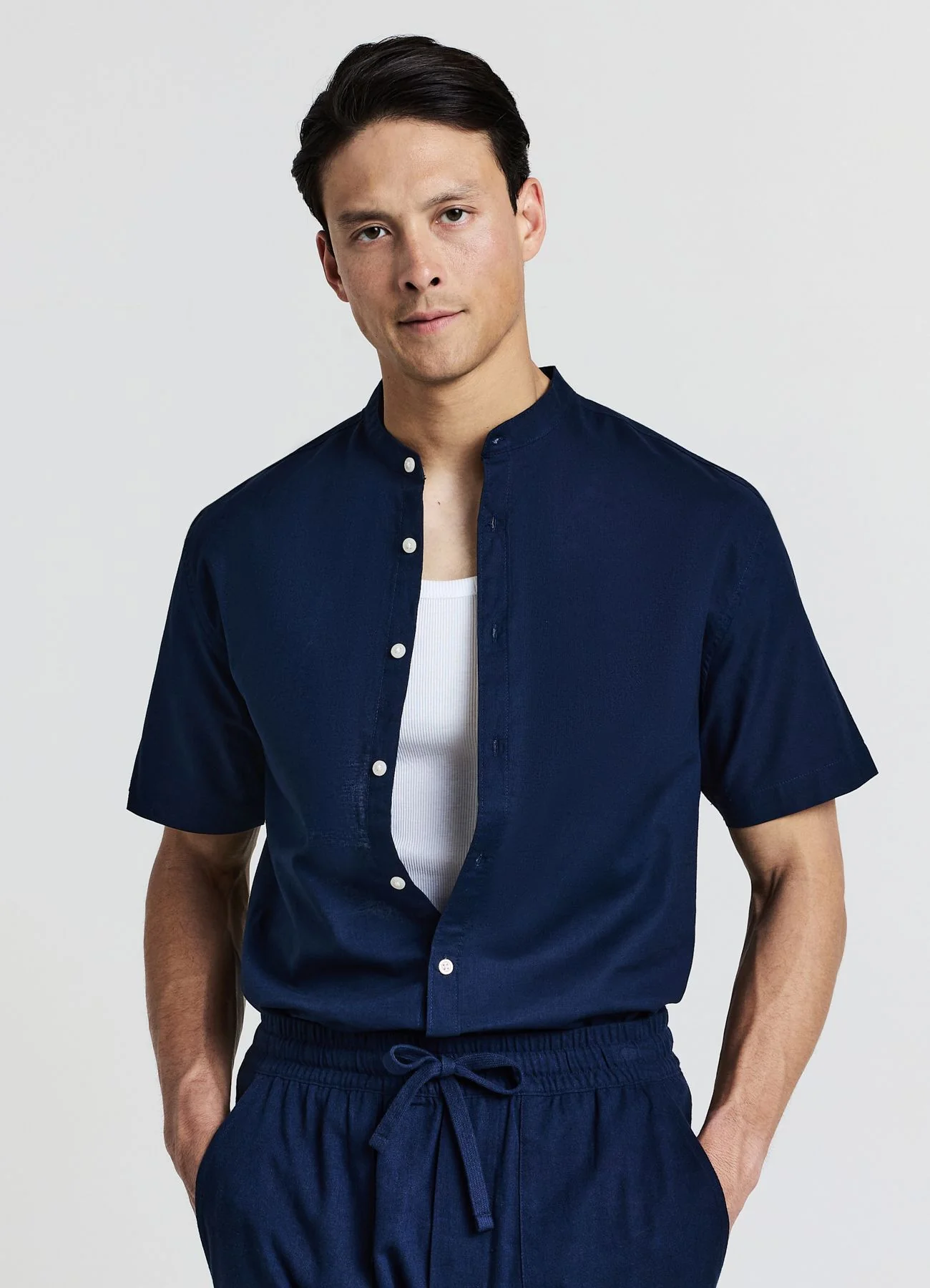 Camicia coreana misto lino - Image 3