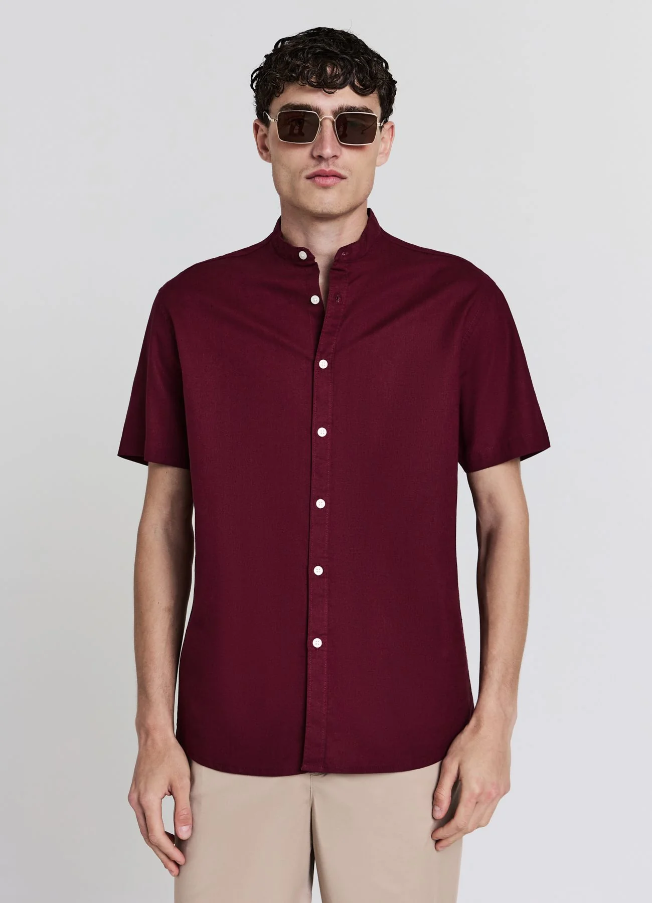 Camicia coreana misto lino