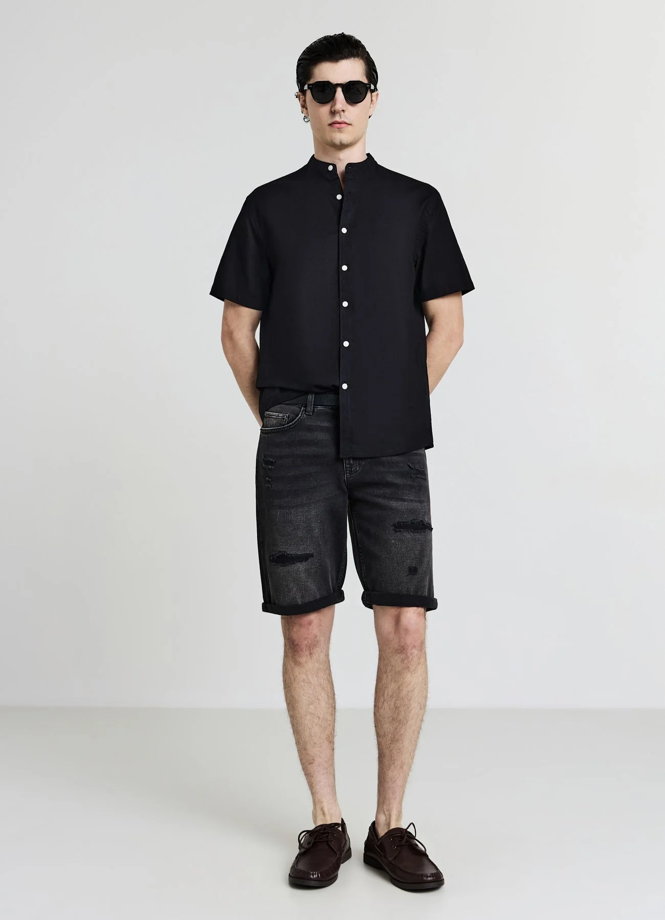 Camicia coreana misto lino - Image 2