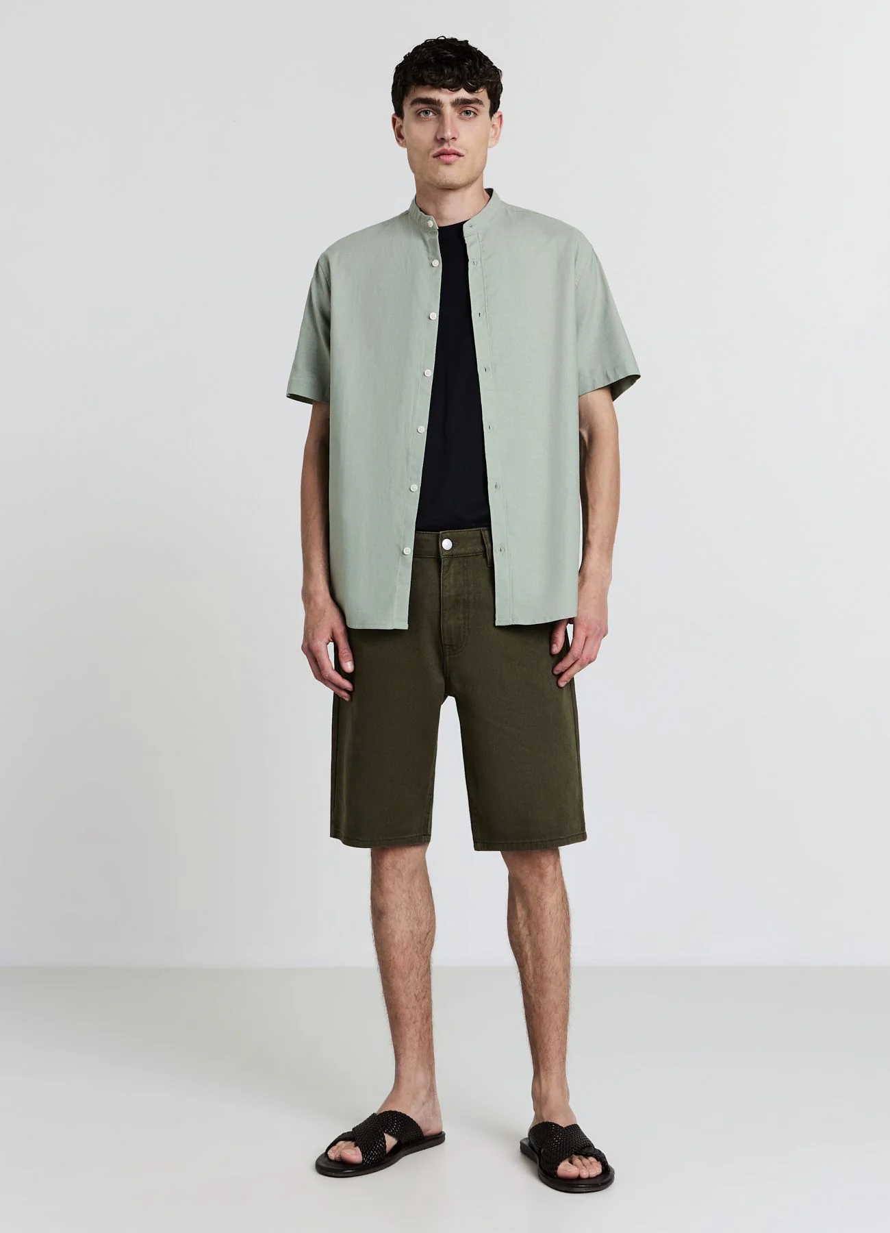 Camicia coreana misto lino - Image 2