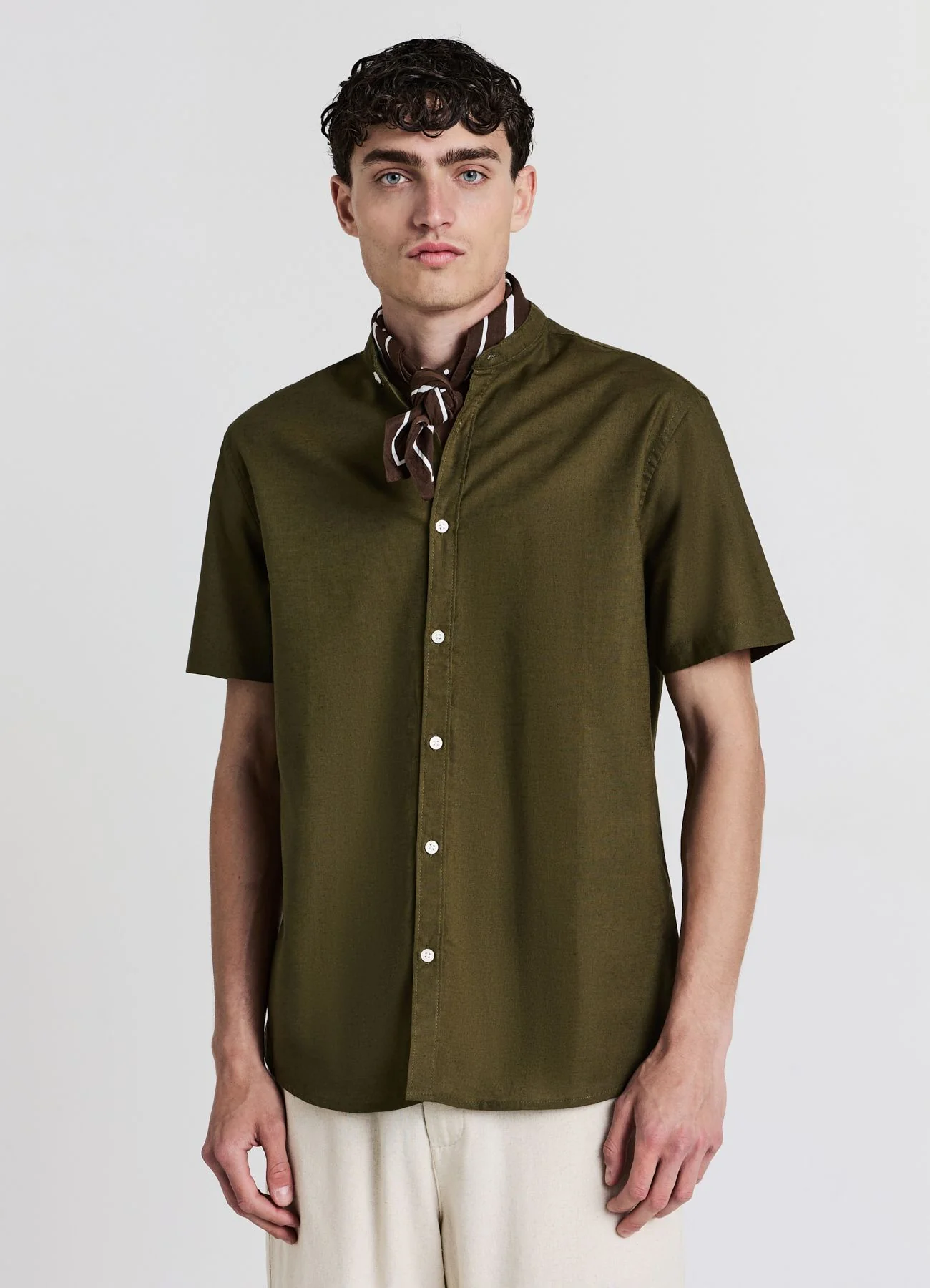 Camicia coreana misto lino