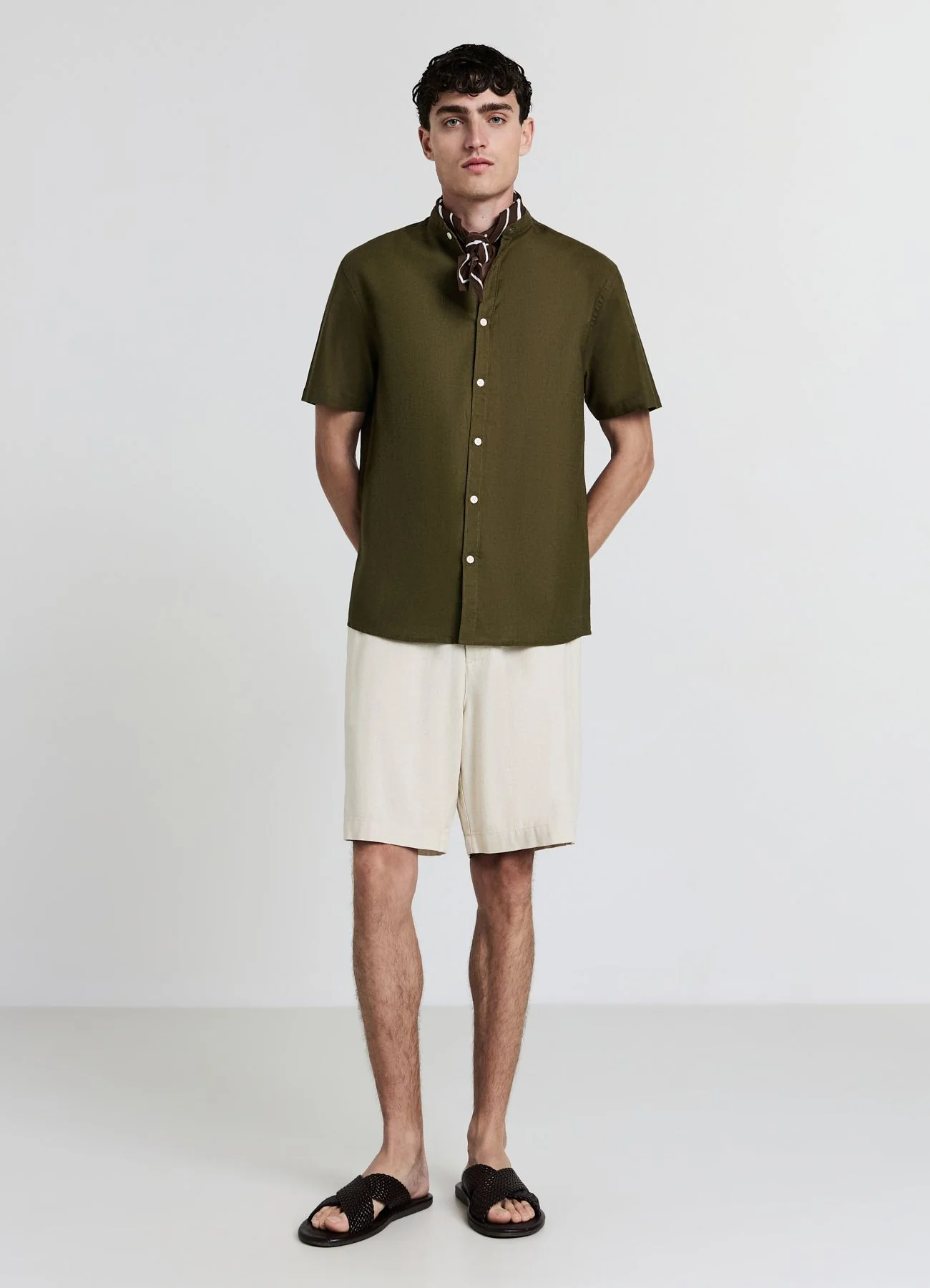 Camicia coreana misto lino - Image 2
