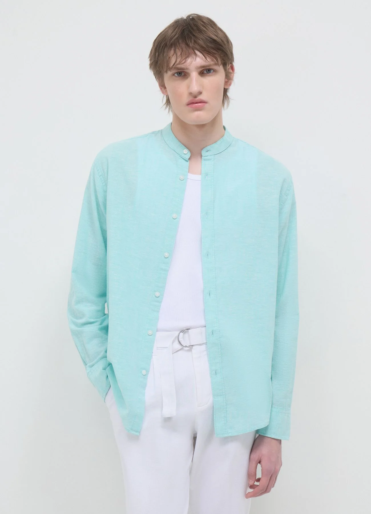 Camicia coreana misto lino