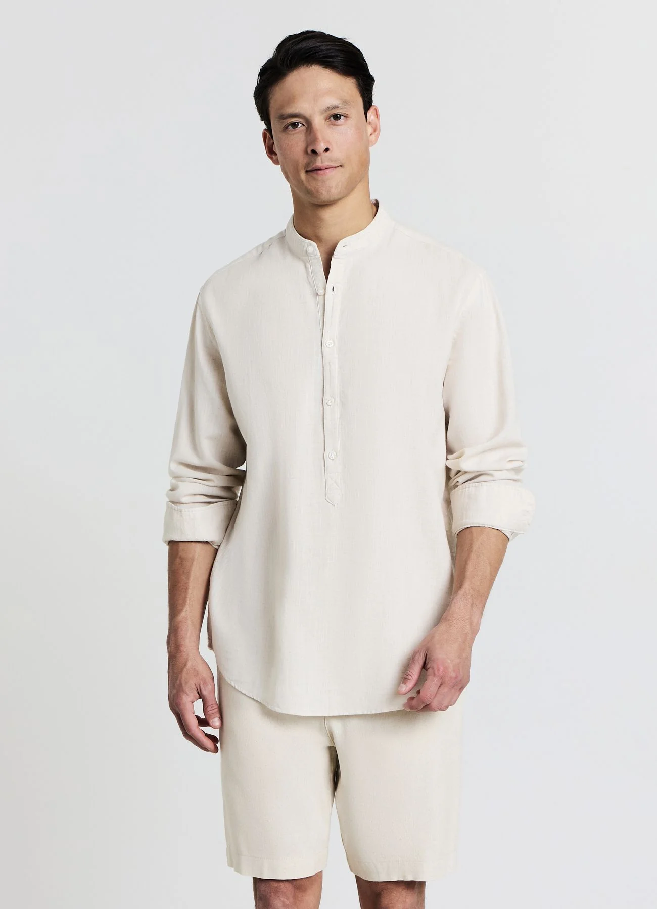 Camicia coreana misto lino