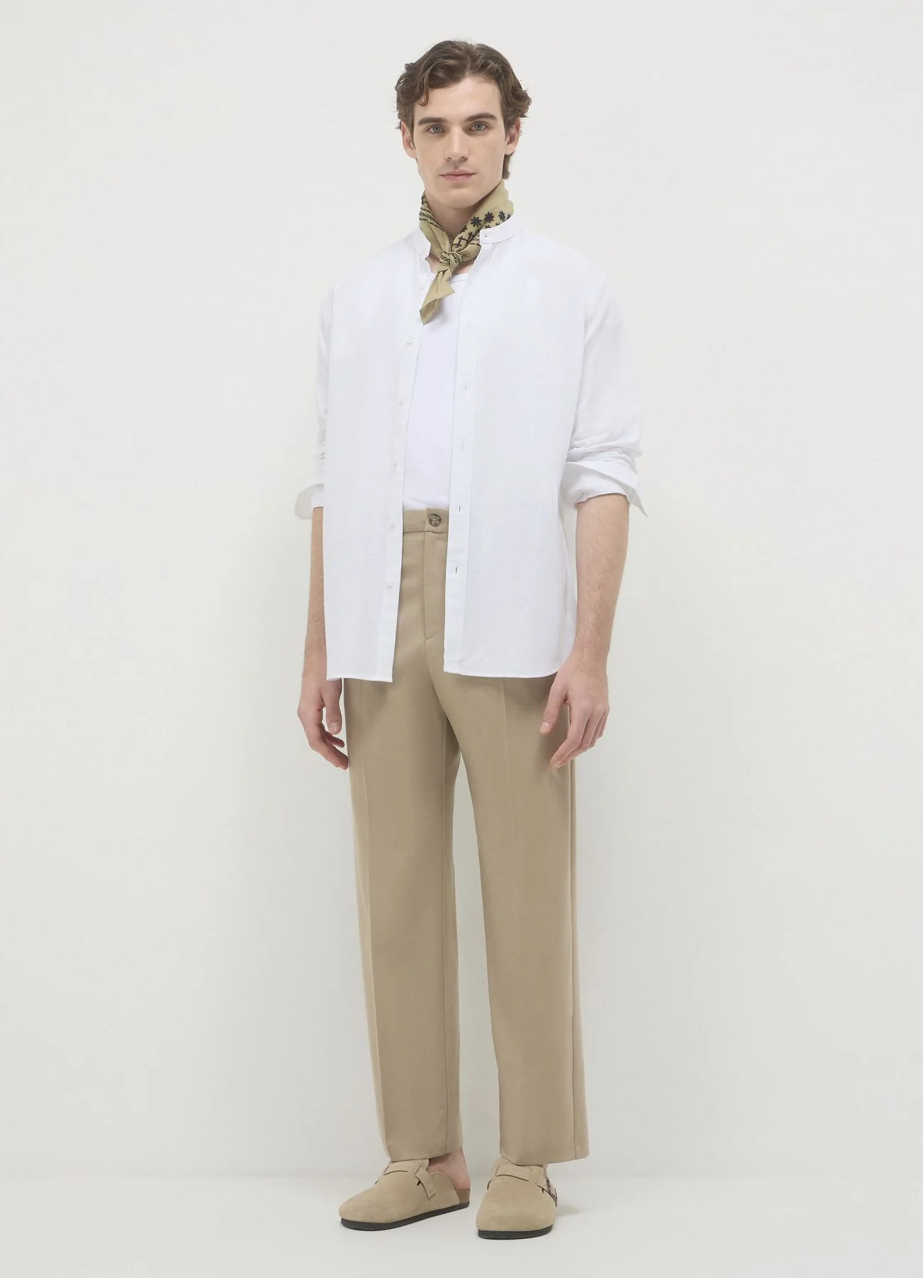 Camicia coreana misto lino