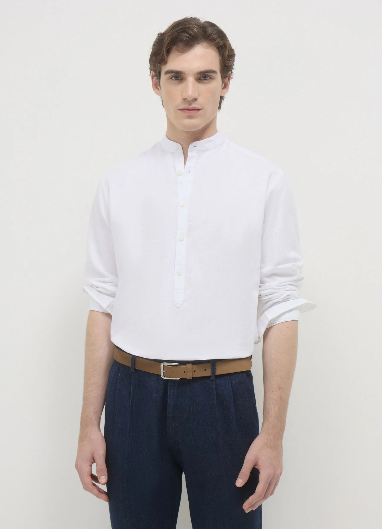 Camicia coreana misto lino - Image 2