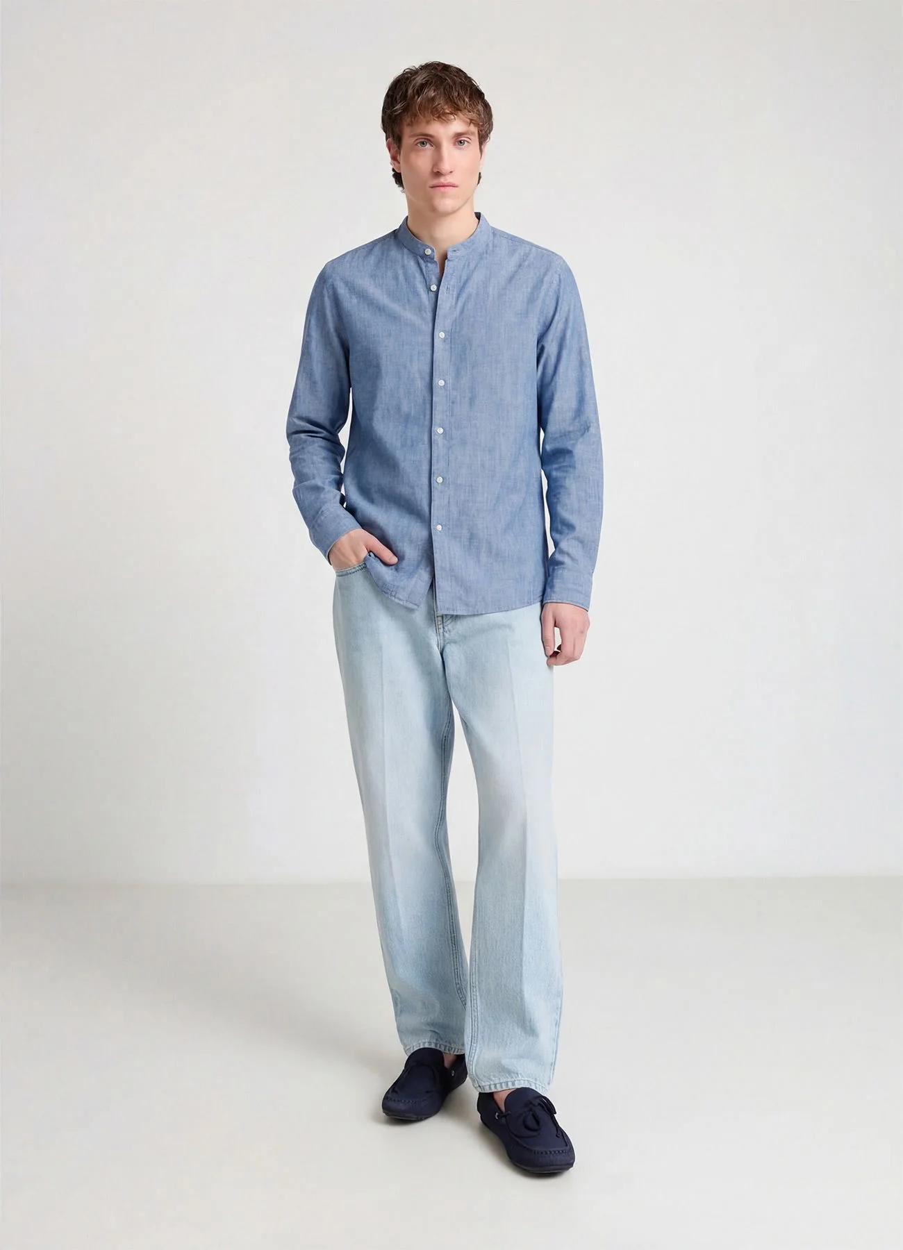 Camicia coreana misto lino - Image 2