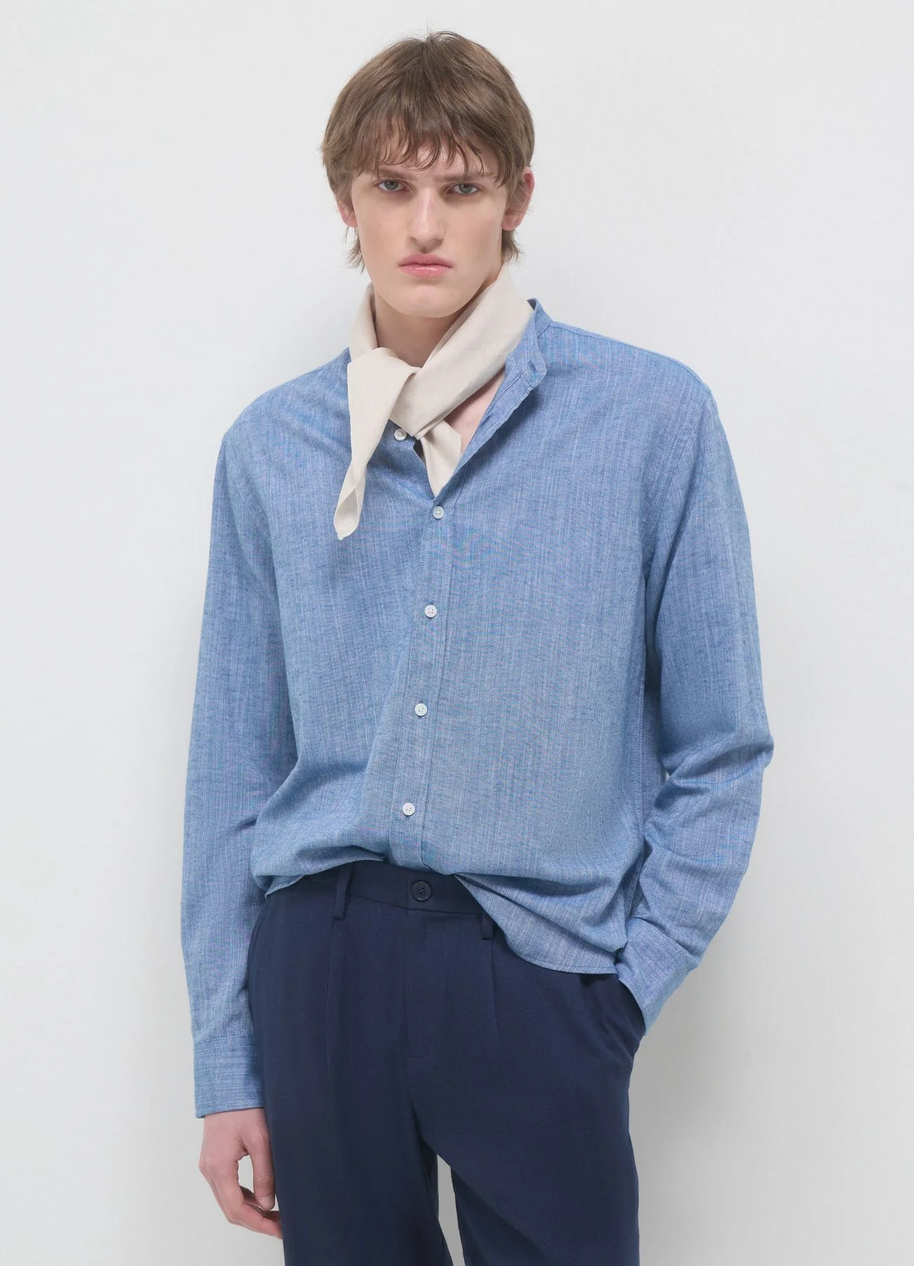 Camicia coreana misto lino - Image 7