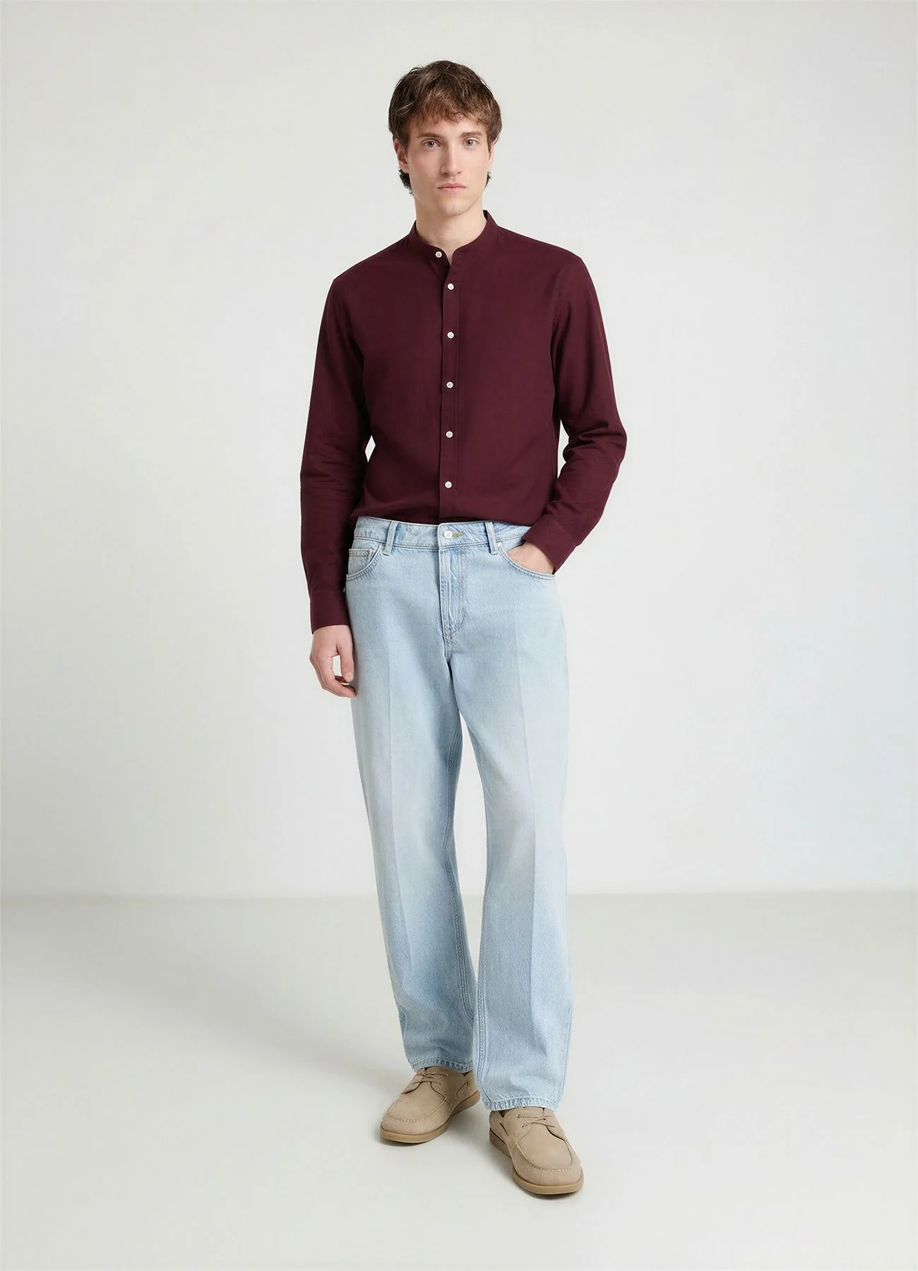 Camicia coreana misto lino - Image 3