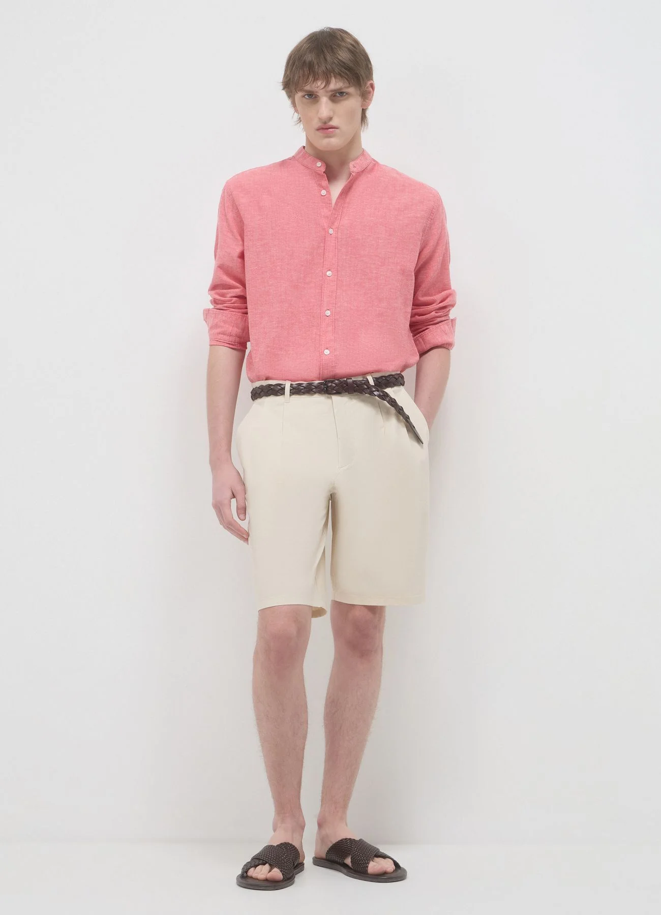 Camicia coreana misto lino