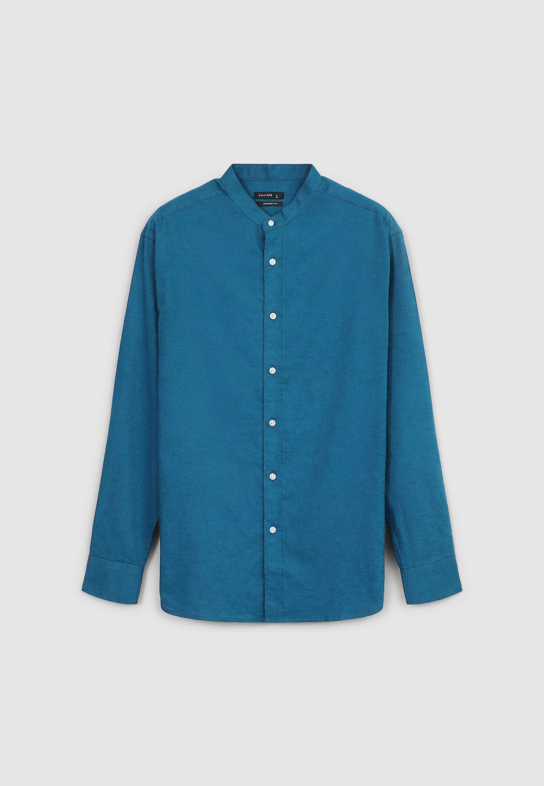 Camicia coreana misto lino - Image 5