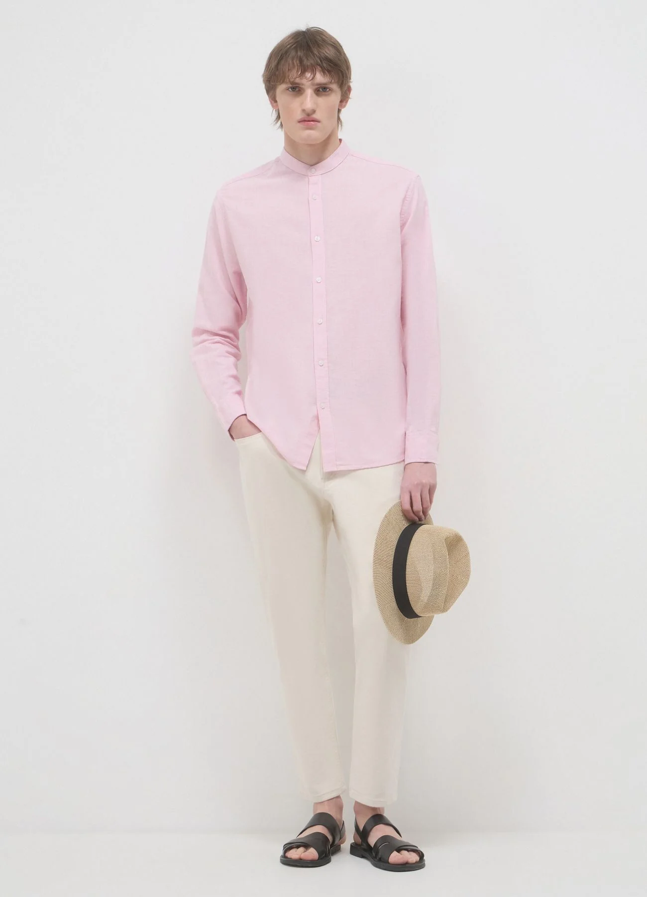 Camicia coreana misto lino