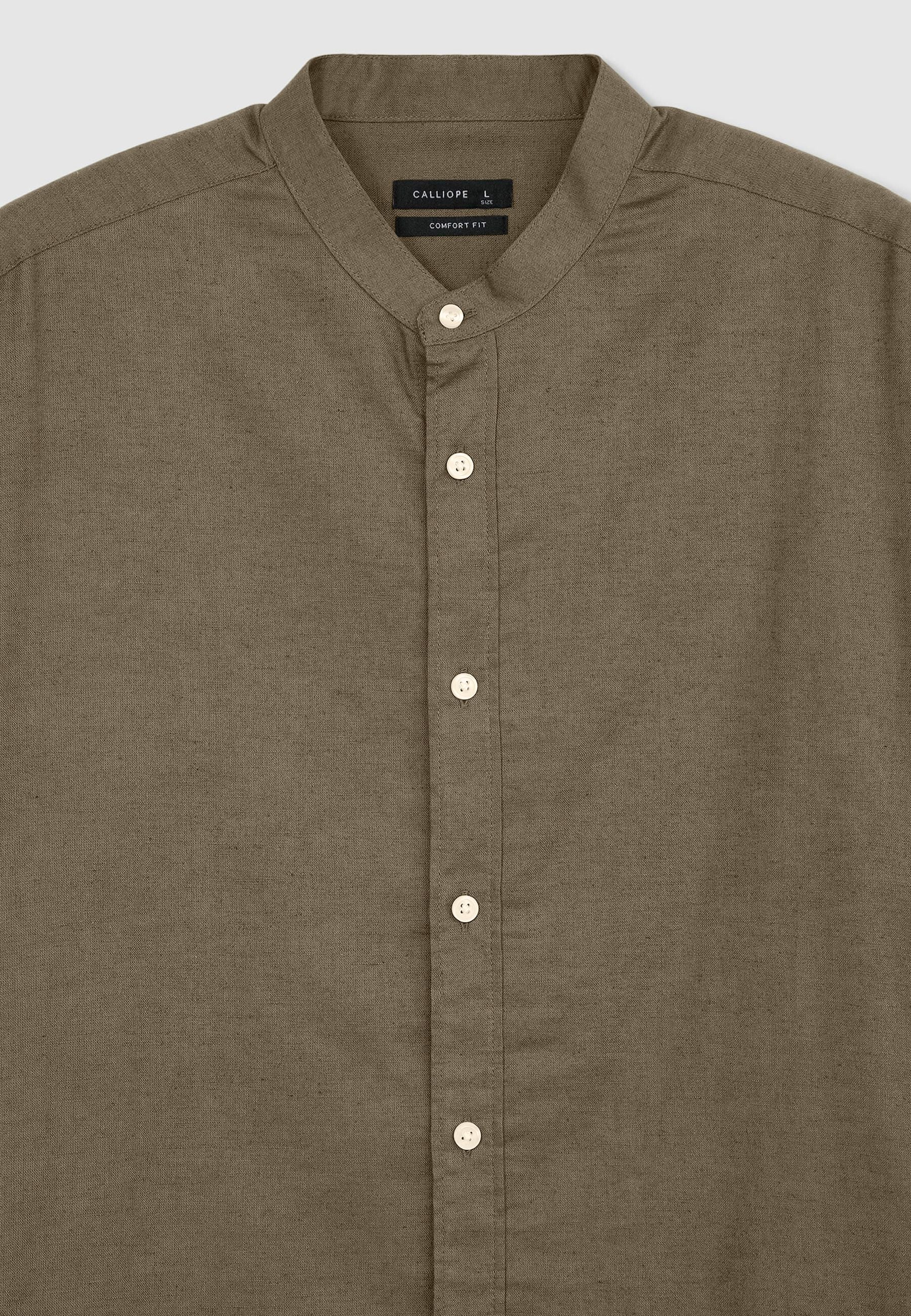 Camicia coreana misto lino - Image 5