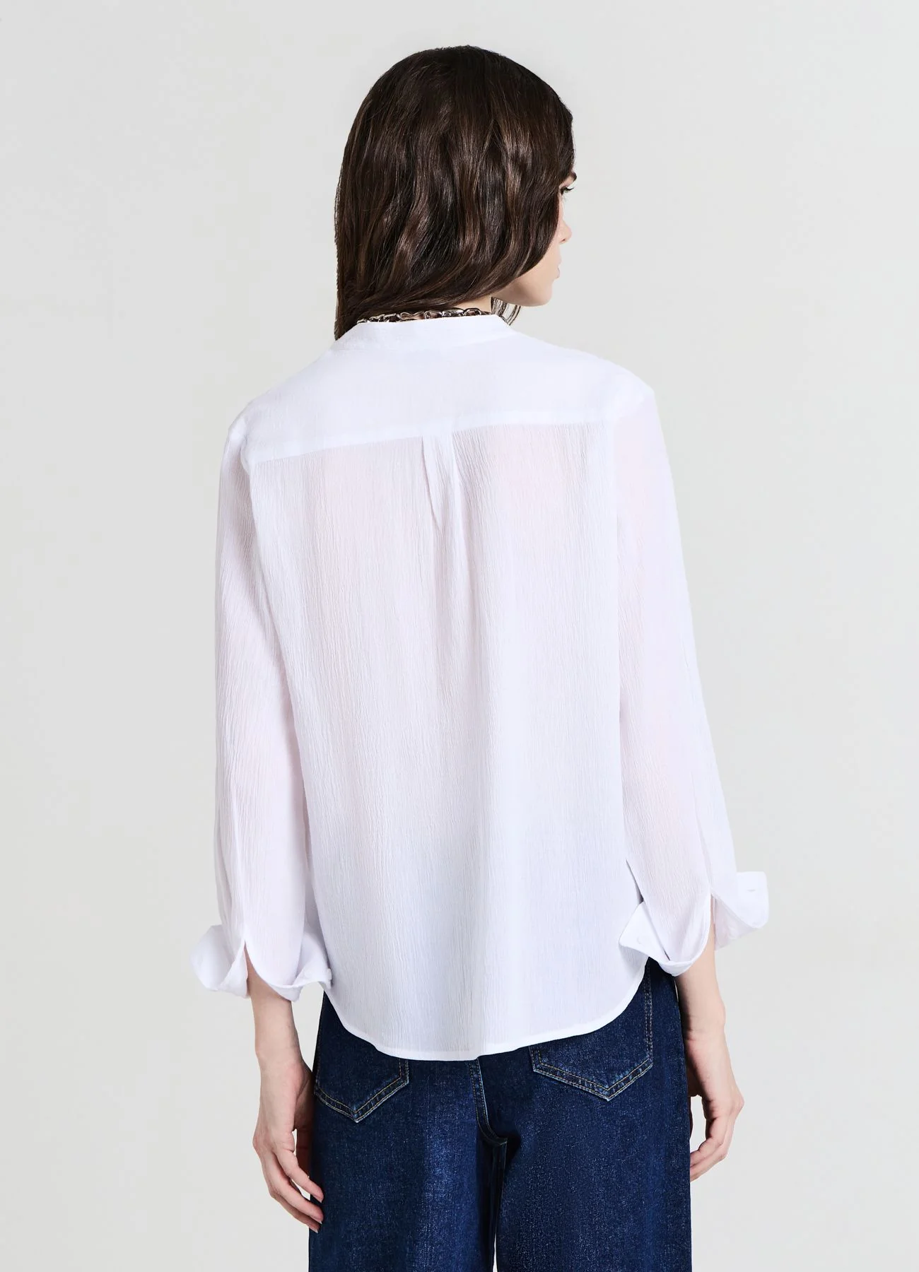 Camicia coreana tinta unita - Image 2