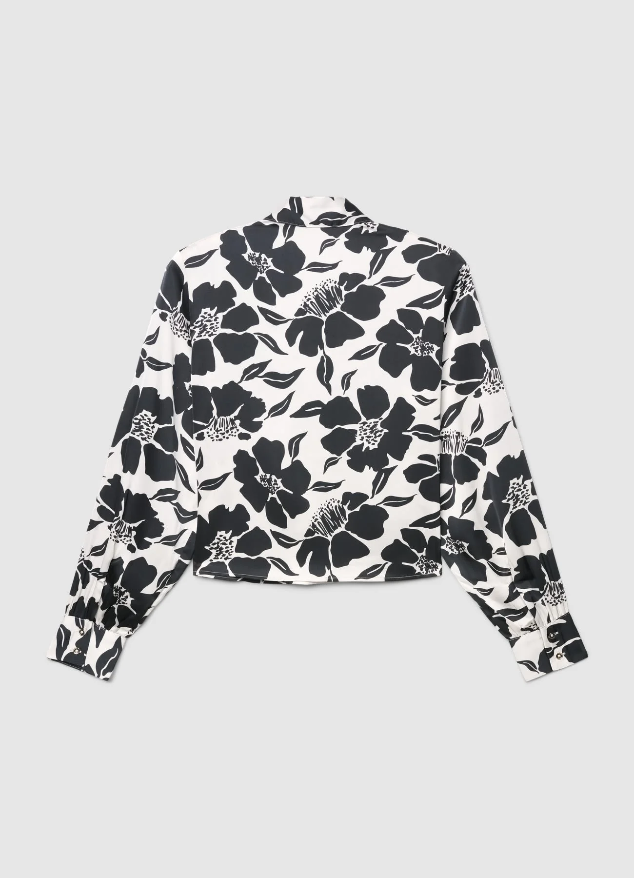 Camicia corta con stampa fiori maniche a palloncino - Image 4
