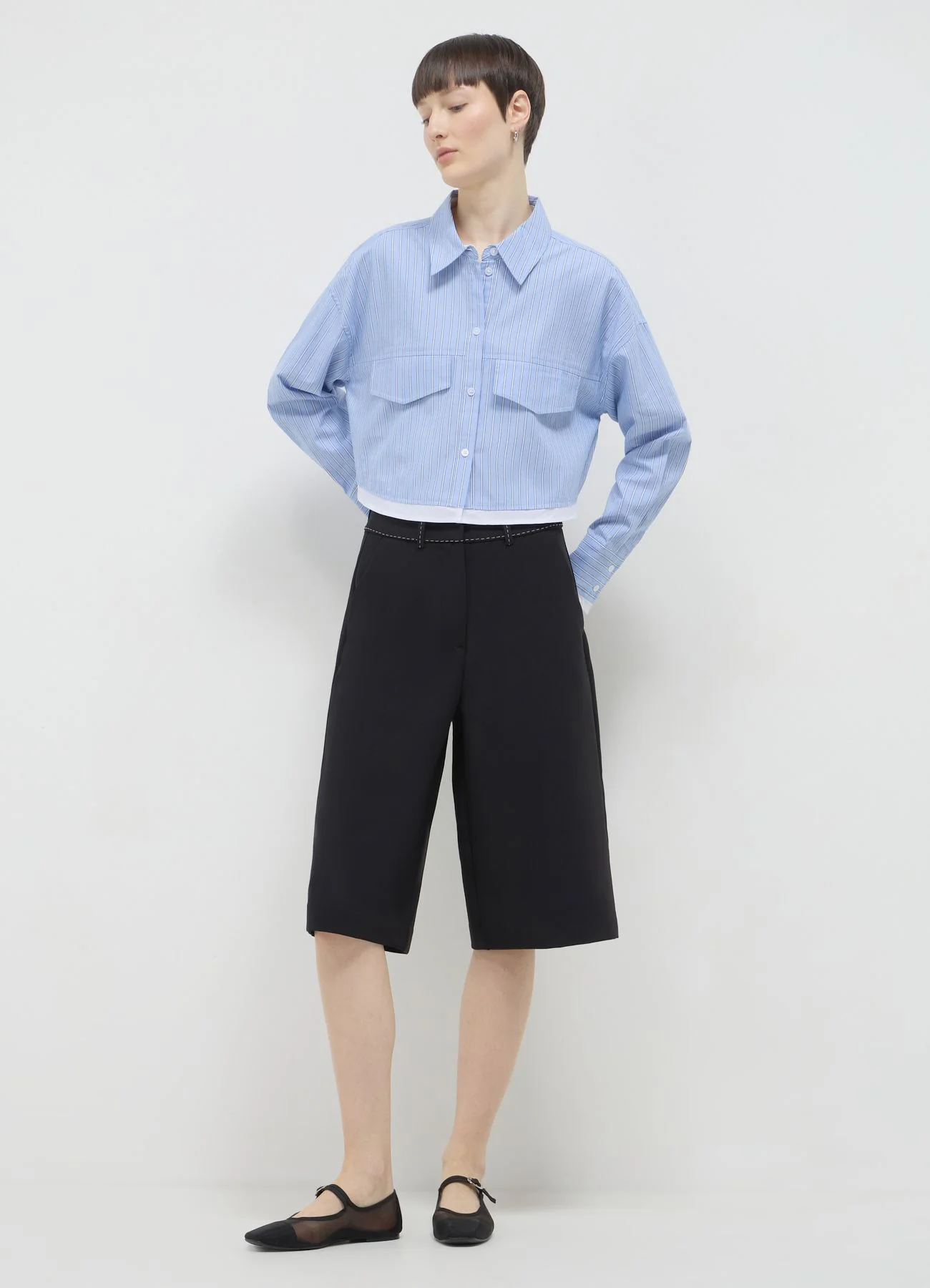 Camicia crop a righe
