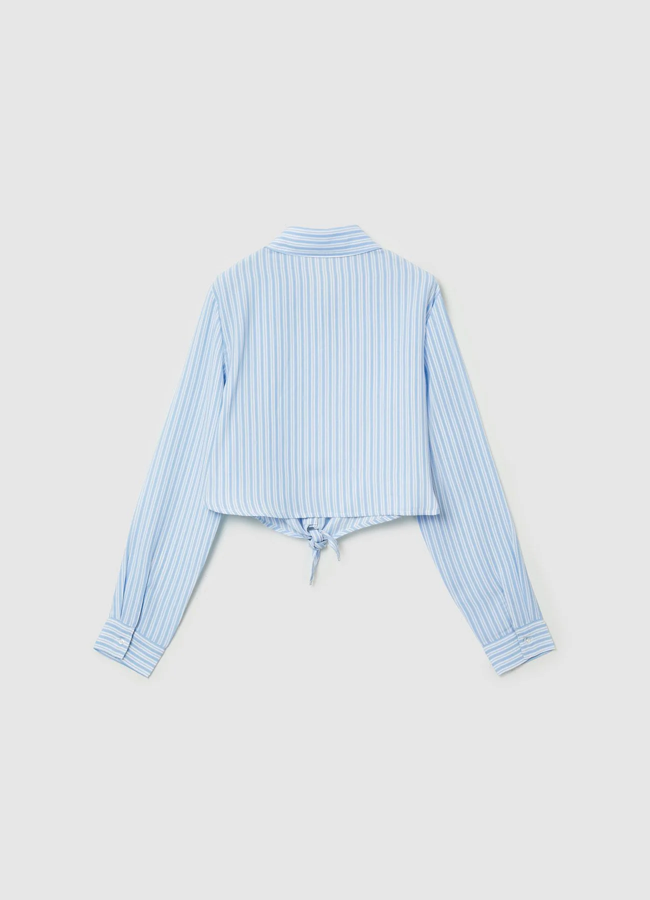 Camicia crop a righe con nodo - Image 4