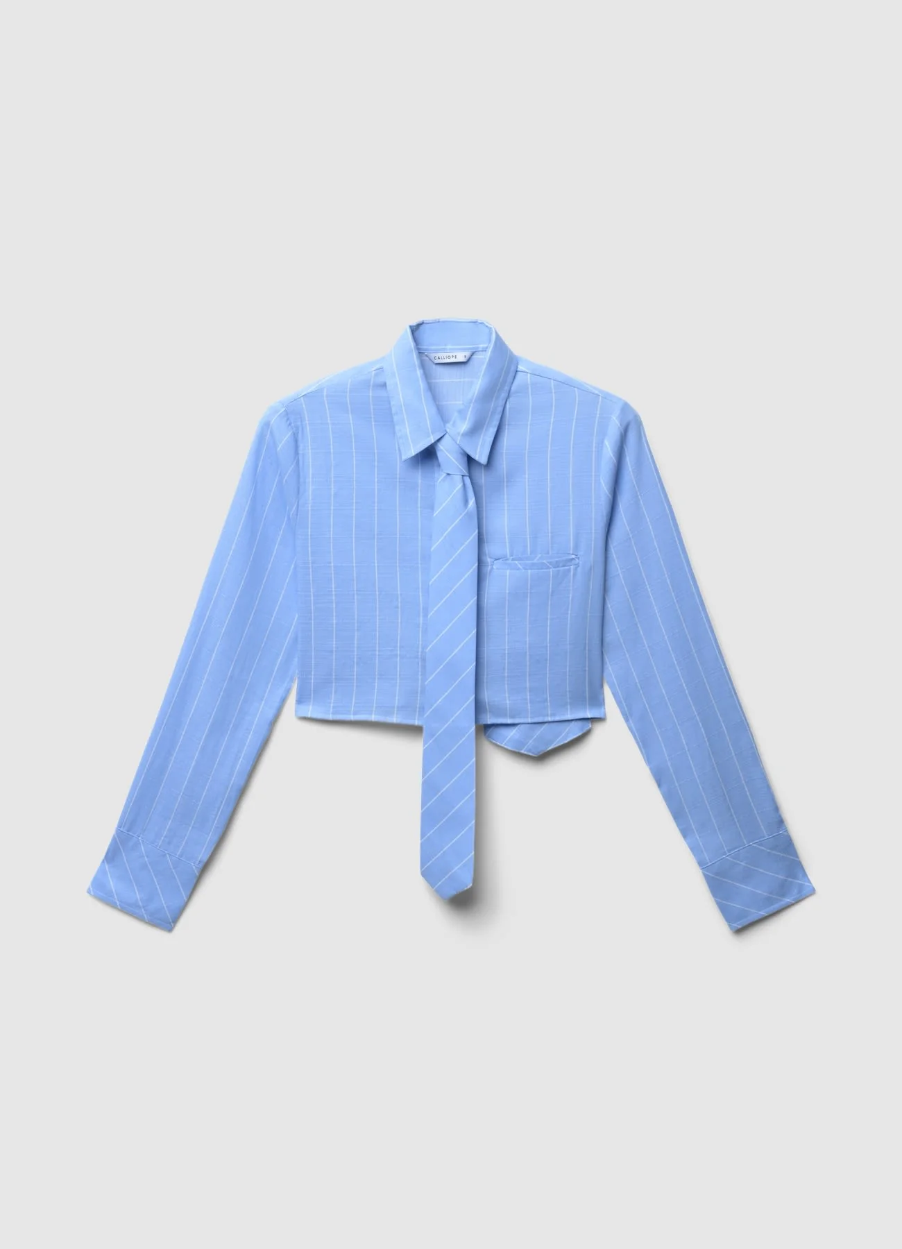 Camicia crop a righe cravatta - Image 4
