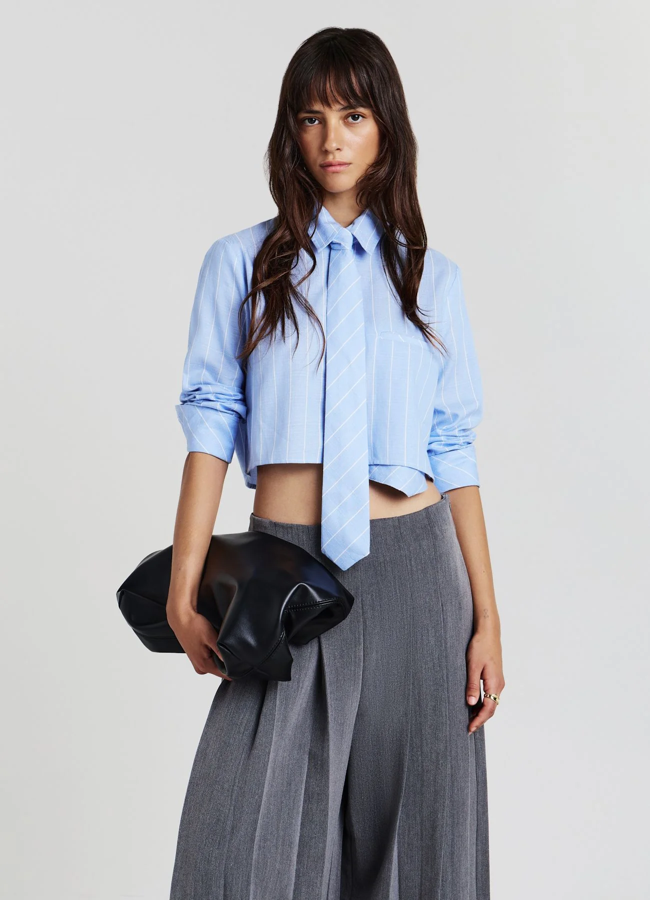 Camicia crop a righe cravatta - Image 7