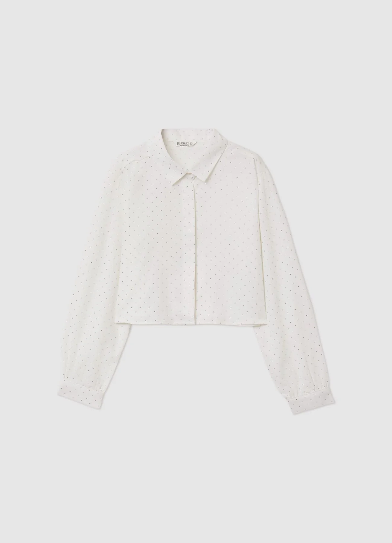 Camicia crop con strass all over - Image 3