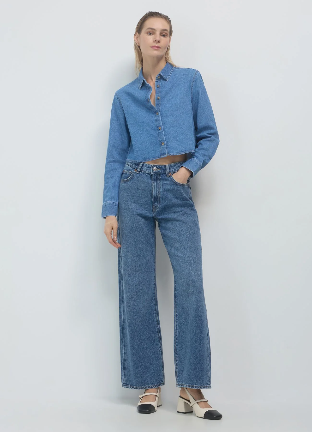 Camicia crop in denim - Image 2