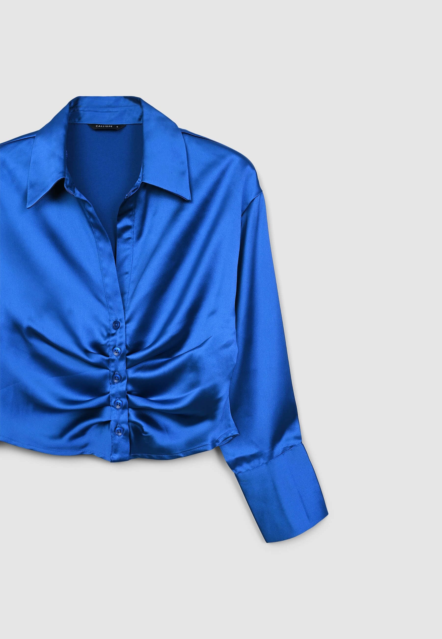 Camicia crop simil satin con arriccio - Image 6