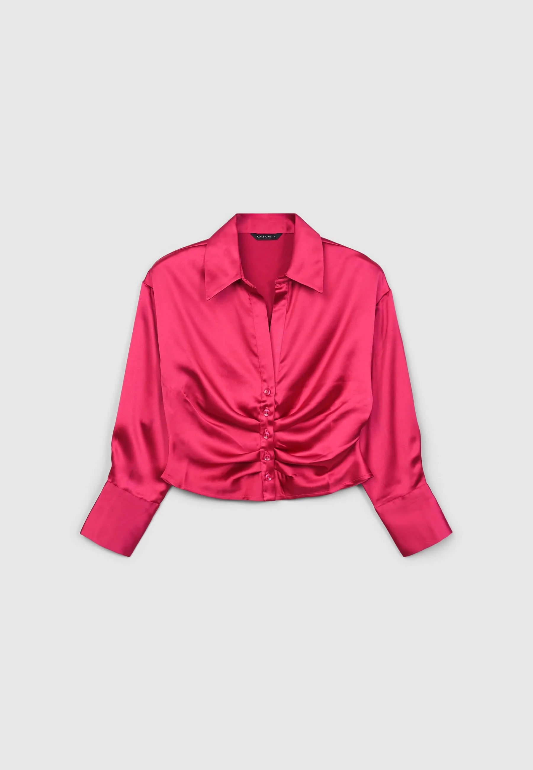 Camicia crop simil satin con arriccio - Image 4