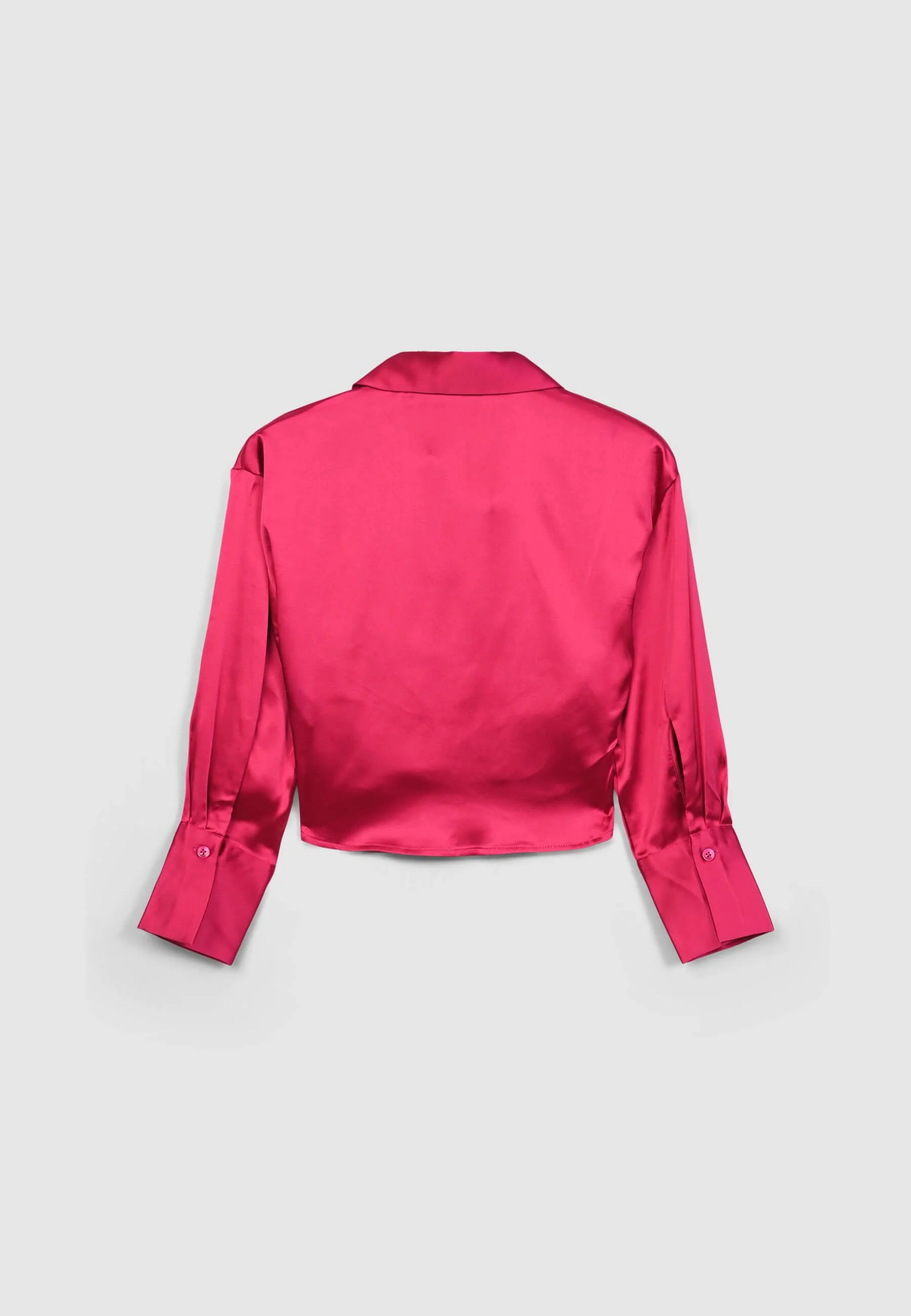 Camicia crop simil satin con arriccio - Image 5