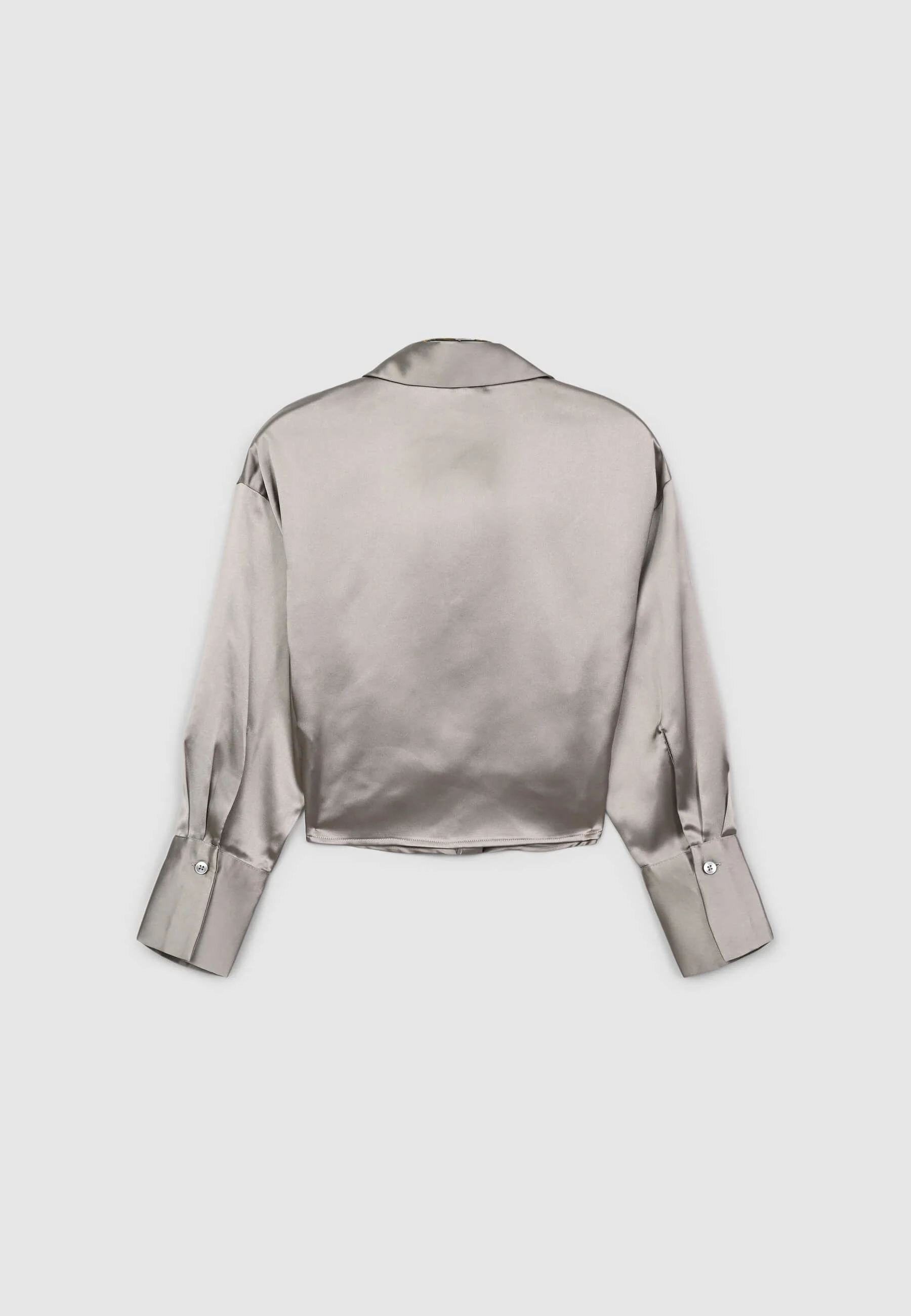 Camicia crop simil satin con arriccio - Image 6