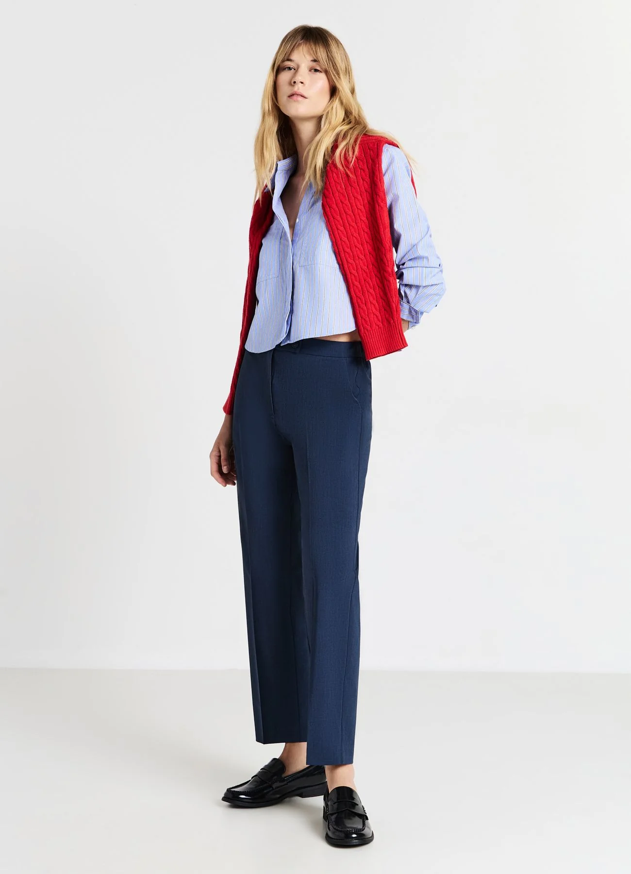 Camicia crop tasche a righe - Image 3