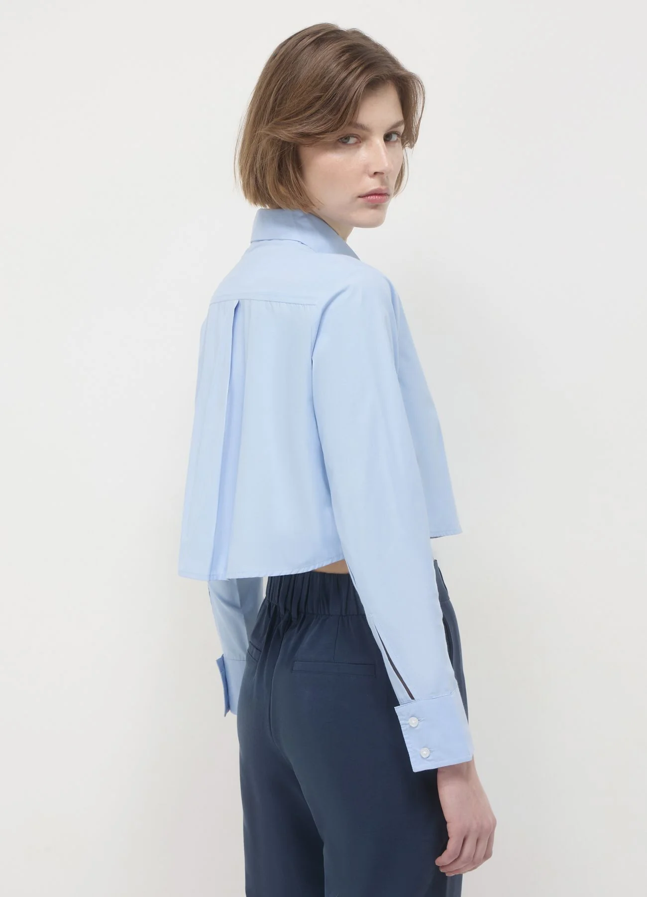 Camicia crop tinta unita - Image 3