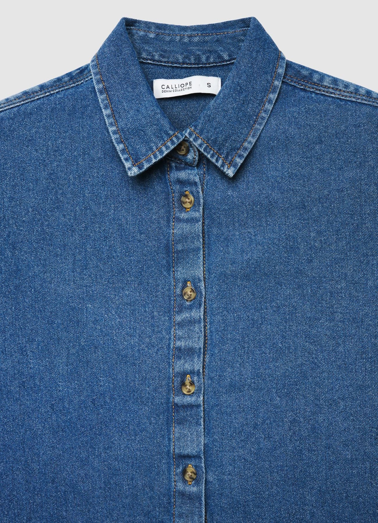 Camicia denim crop con bottoni - Image 6