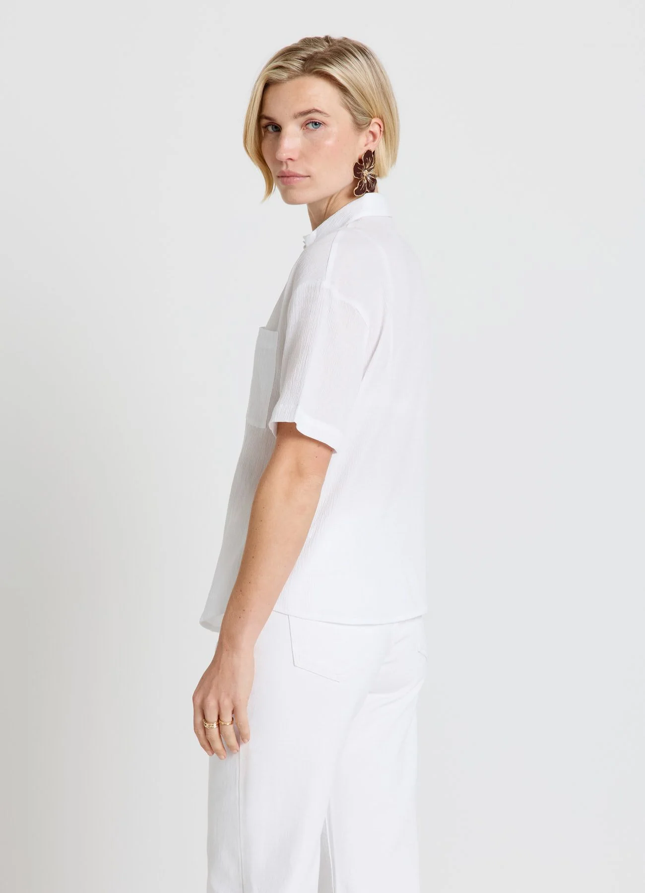 Camicia effetto crinkle con taschino